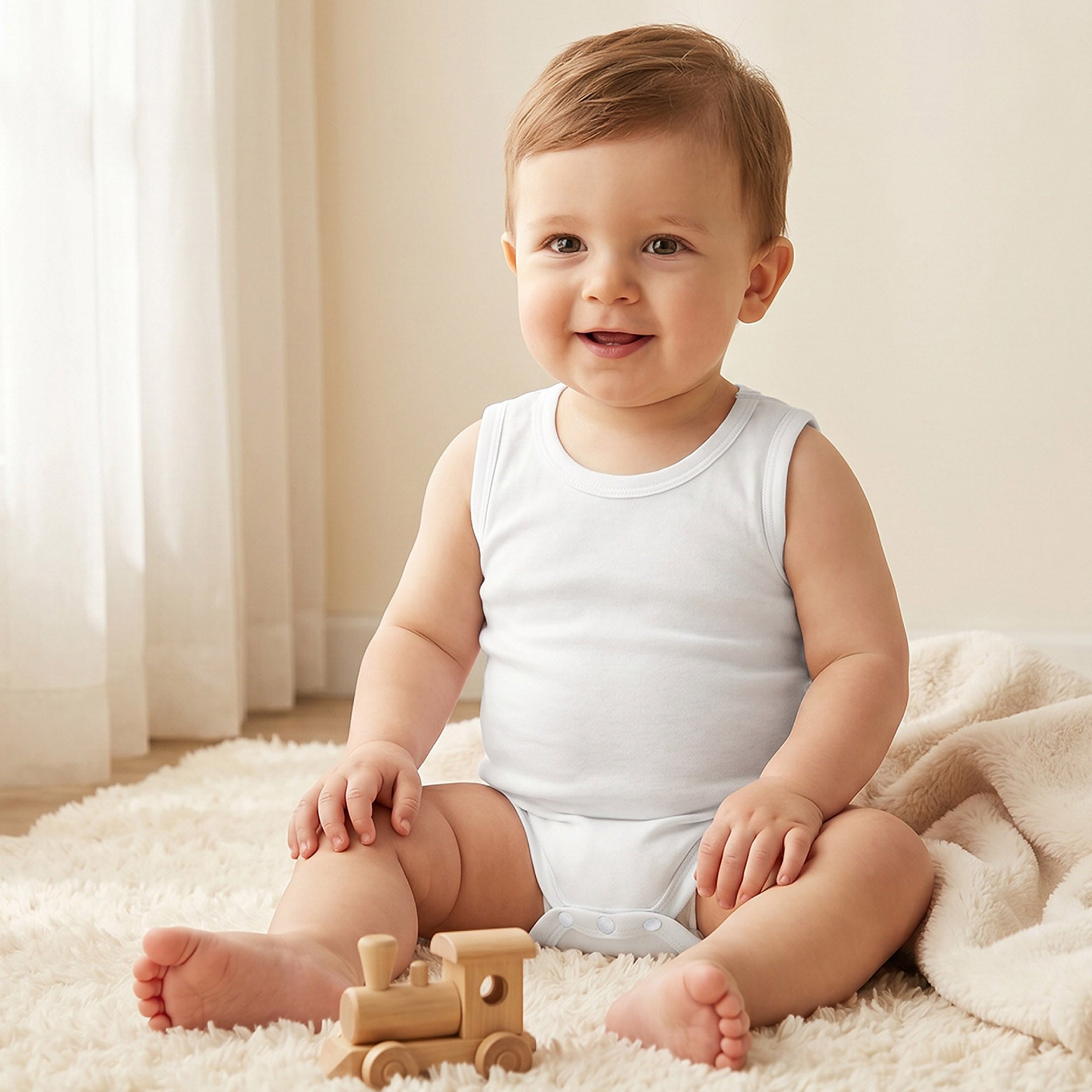 Juniors Solid Sleeveless Bodysuit with Snap Button Closure - Set of 7