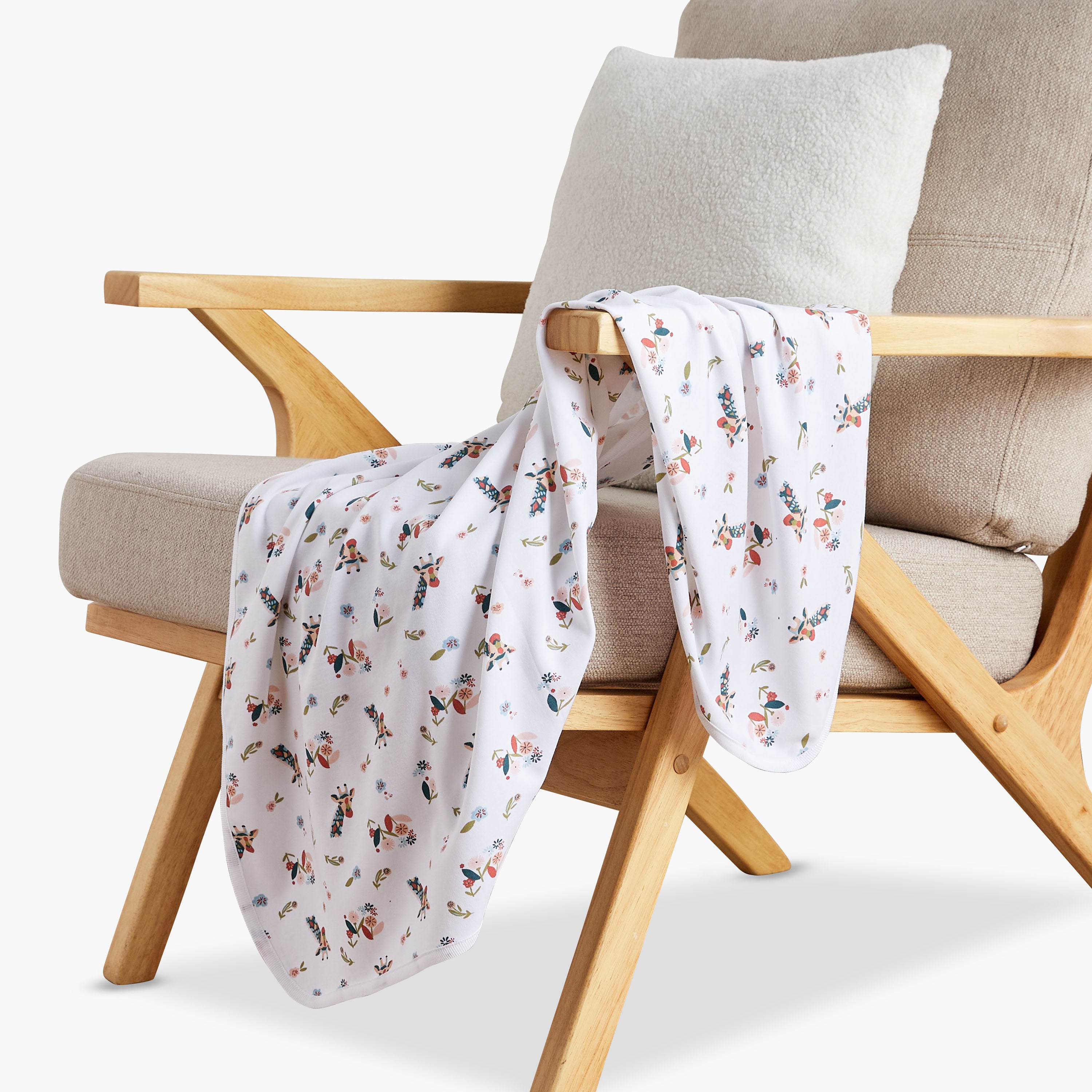 Juniors All-Over Giraffe Print Receiving Blanket - 70x70 cm