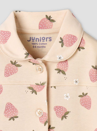 Juniors Cotton Collared Long Sleeves Pyjama Set with Strawberry Print-baby-girls-clothing-nightwear-pyjamasets-image-5