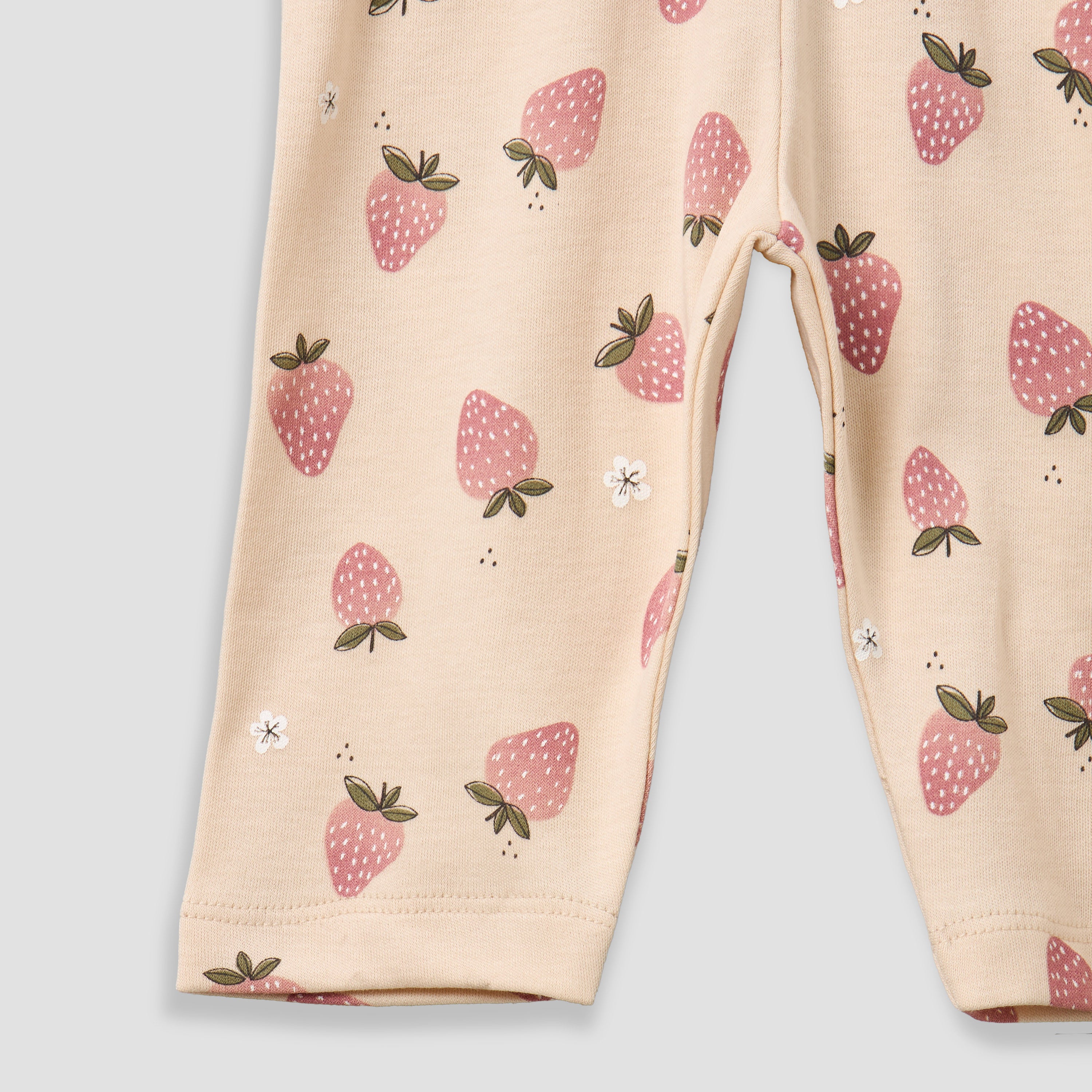Juniors Cotton Collared Long Sleeves Pyjama Set with Strawberry Print