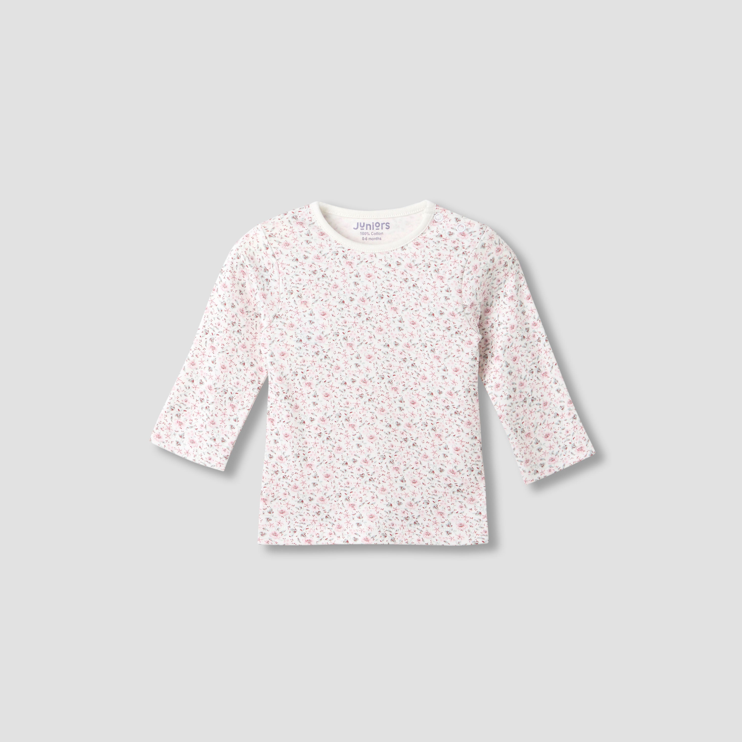 Juniors Floral Print Long Sleeve T-shirt and Pyjama Set