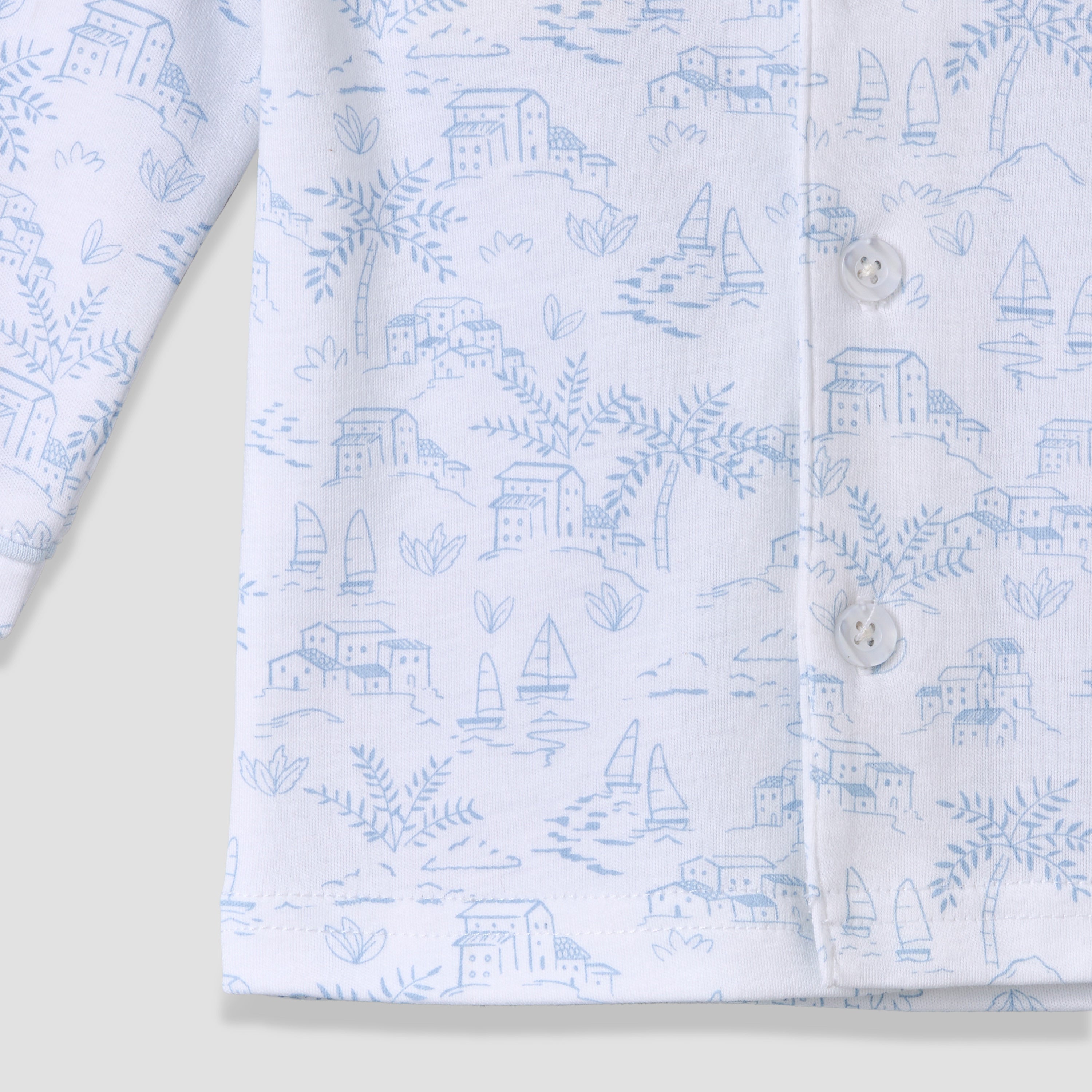 Giggles Cotton Collared Long Sleeves Pyjama Set with Print