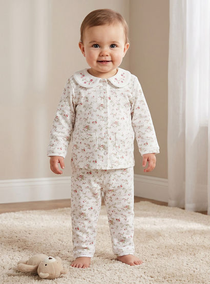 Giggles Cotton Peter Pan Collar Long Sleeves Pyjama Set with Floral Print-baby-girls-clothing-nightwear-pyjamasets-image-1