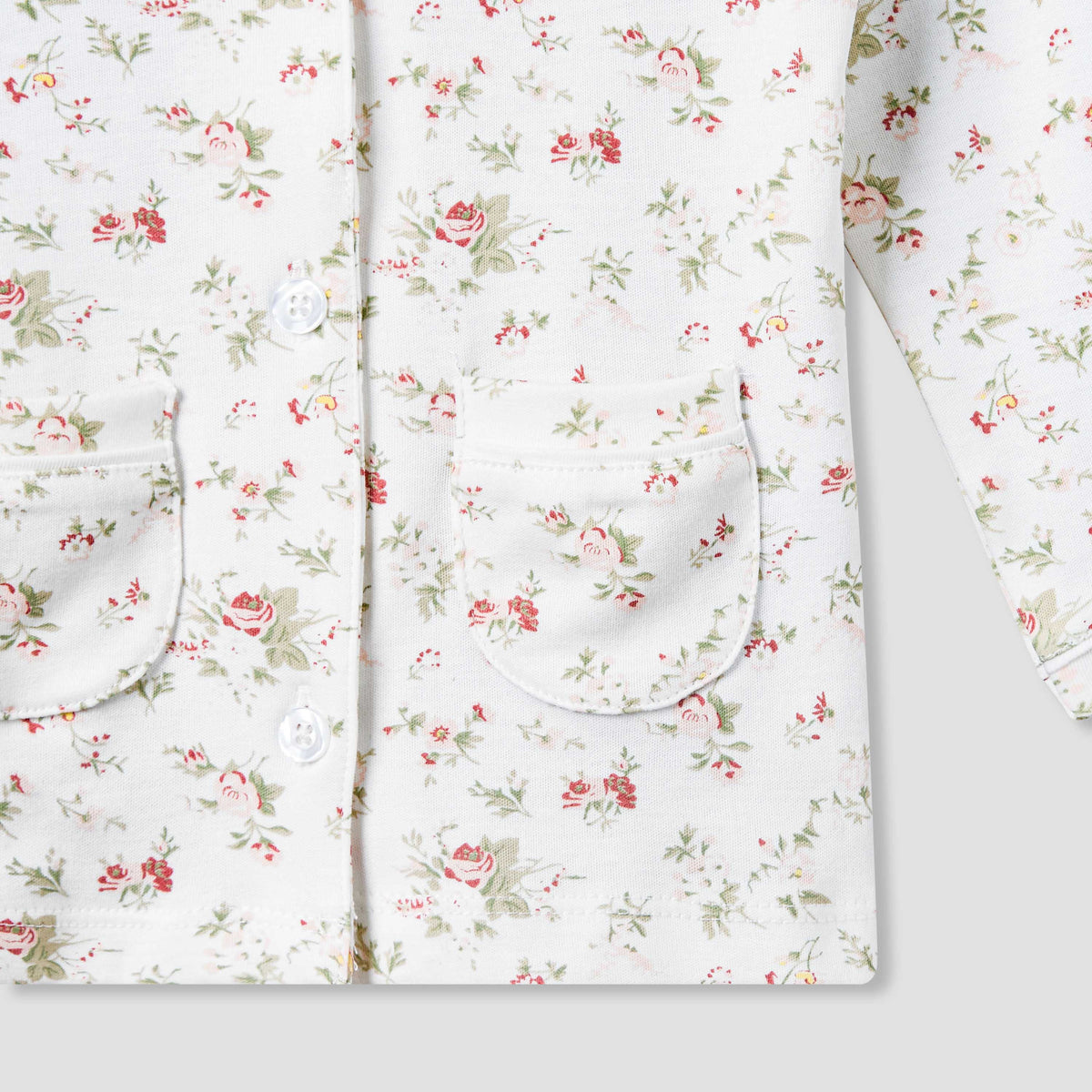 Giggles Cotton Peter Pan Collar Long Sleeves Pyjama Set with Floral Print