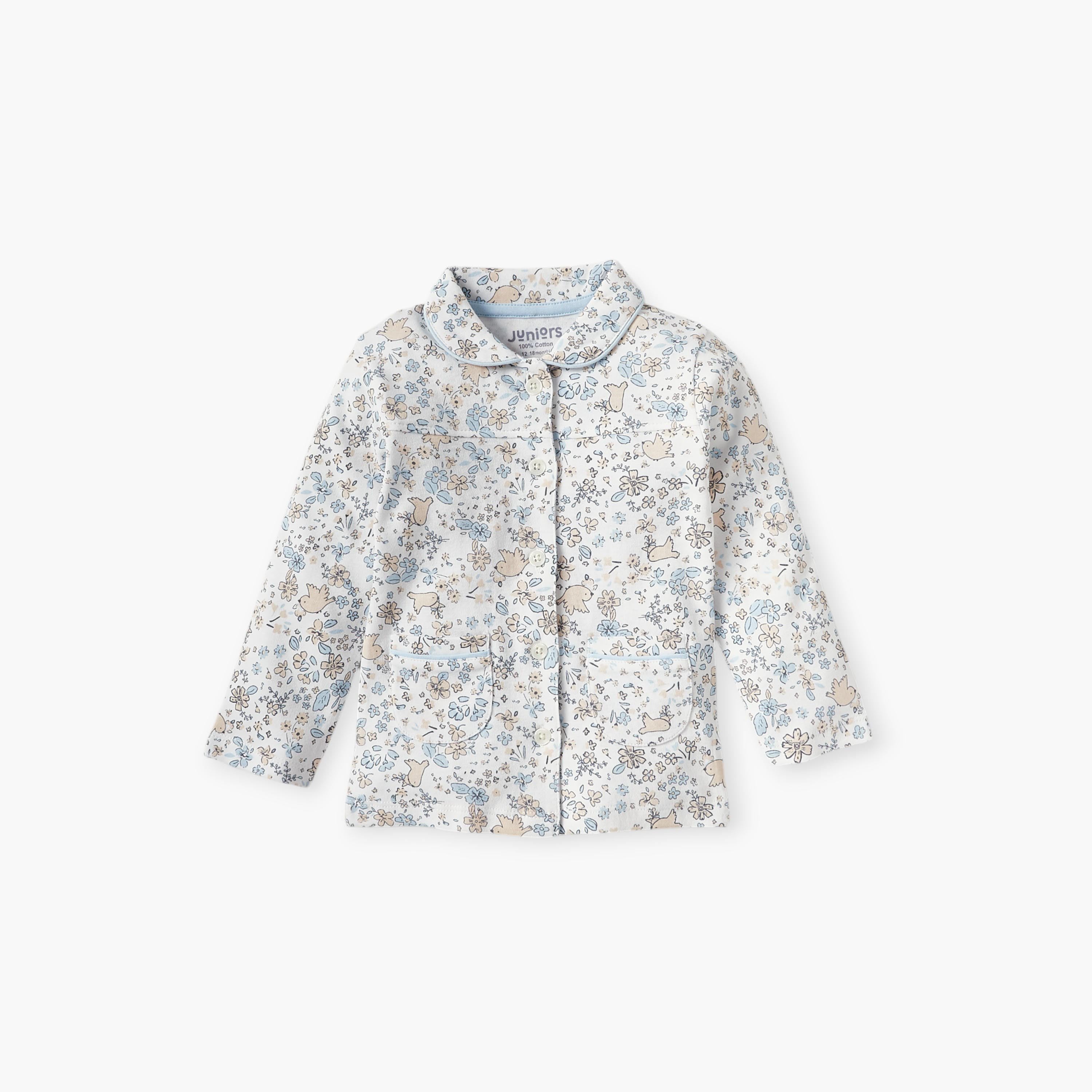 Juniors All-Over Floral Print Shirt and Pyjama Set