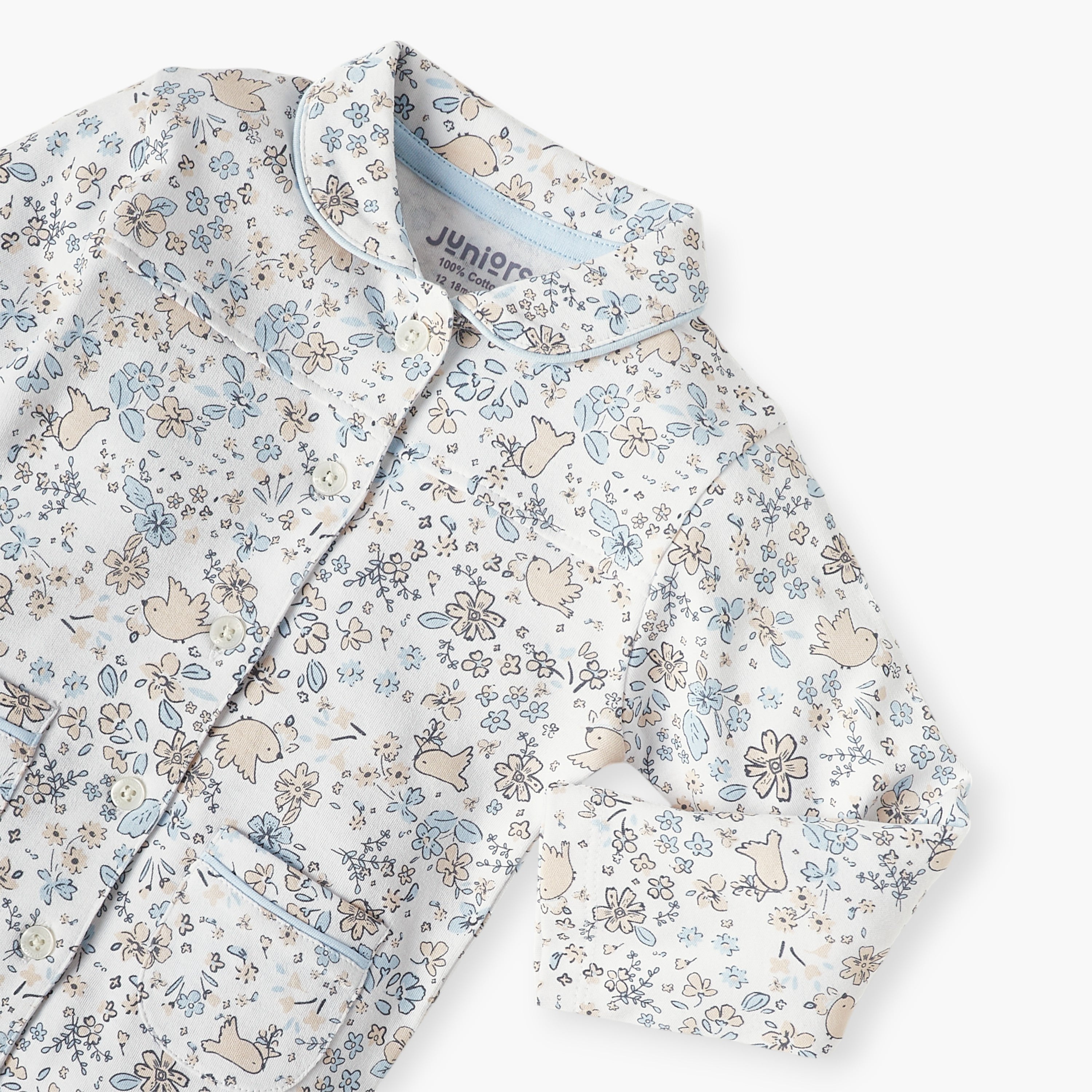 Juniors All-Over Floral Print Shirt and Pyjama Set