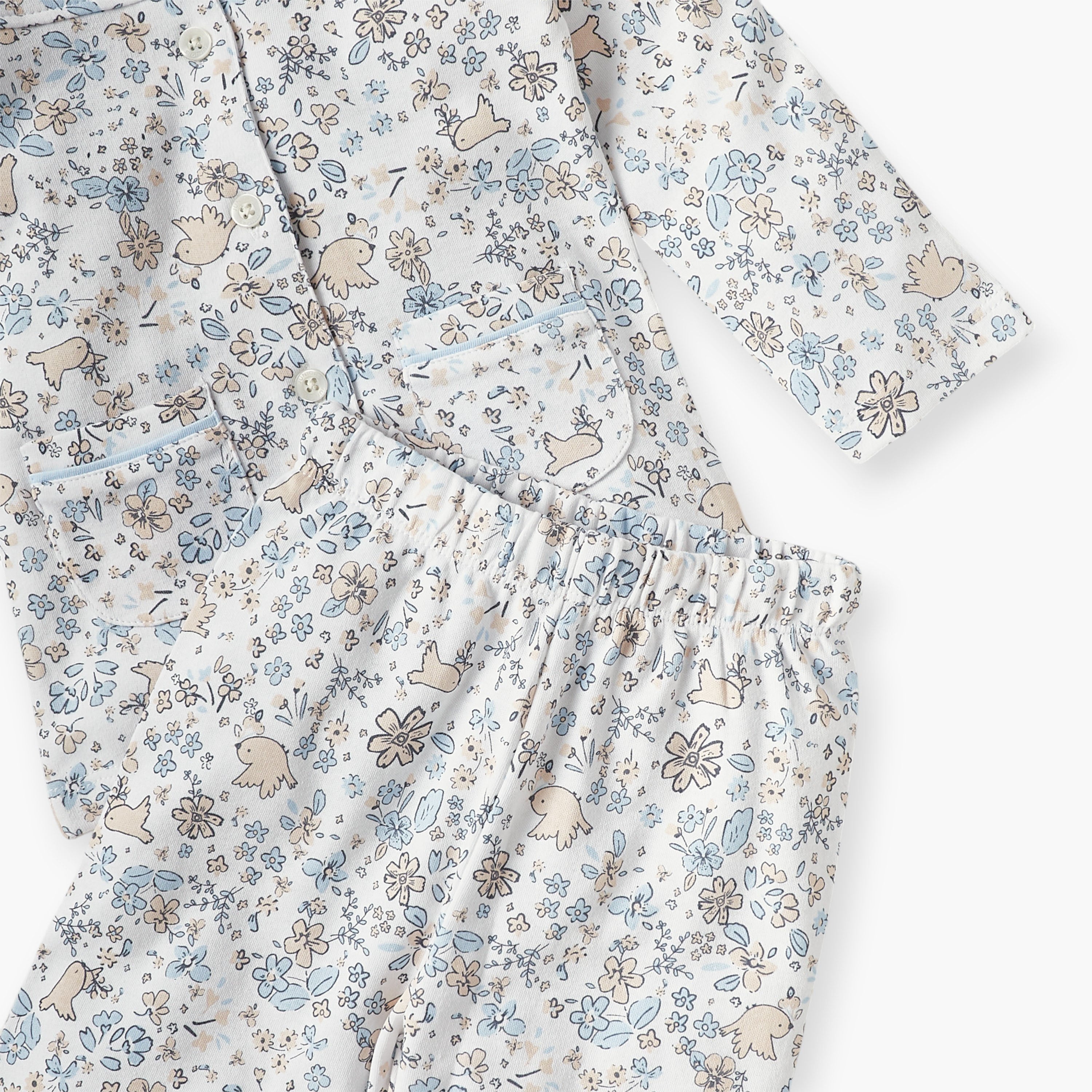Juniors All-Over Floral Print Shirt and Pyjama Set
