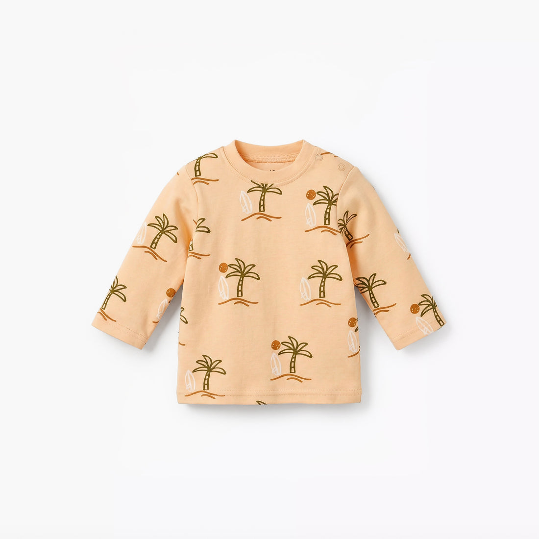 Juniors Cotton Round Neck Long Sleeves Pyjama Set with Palm Tree Print