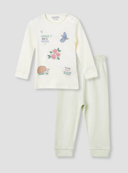 Juniors Printed T-shirt and Pyjama Set-baby-girls-clothing-nightwear-pyjamasets-image-1