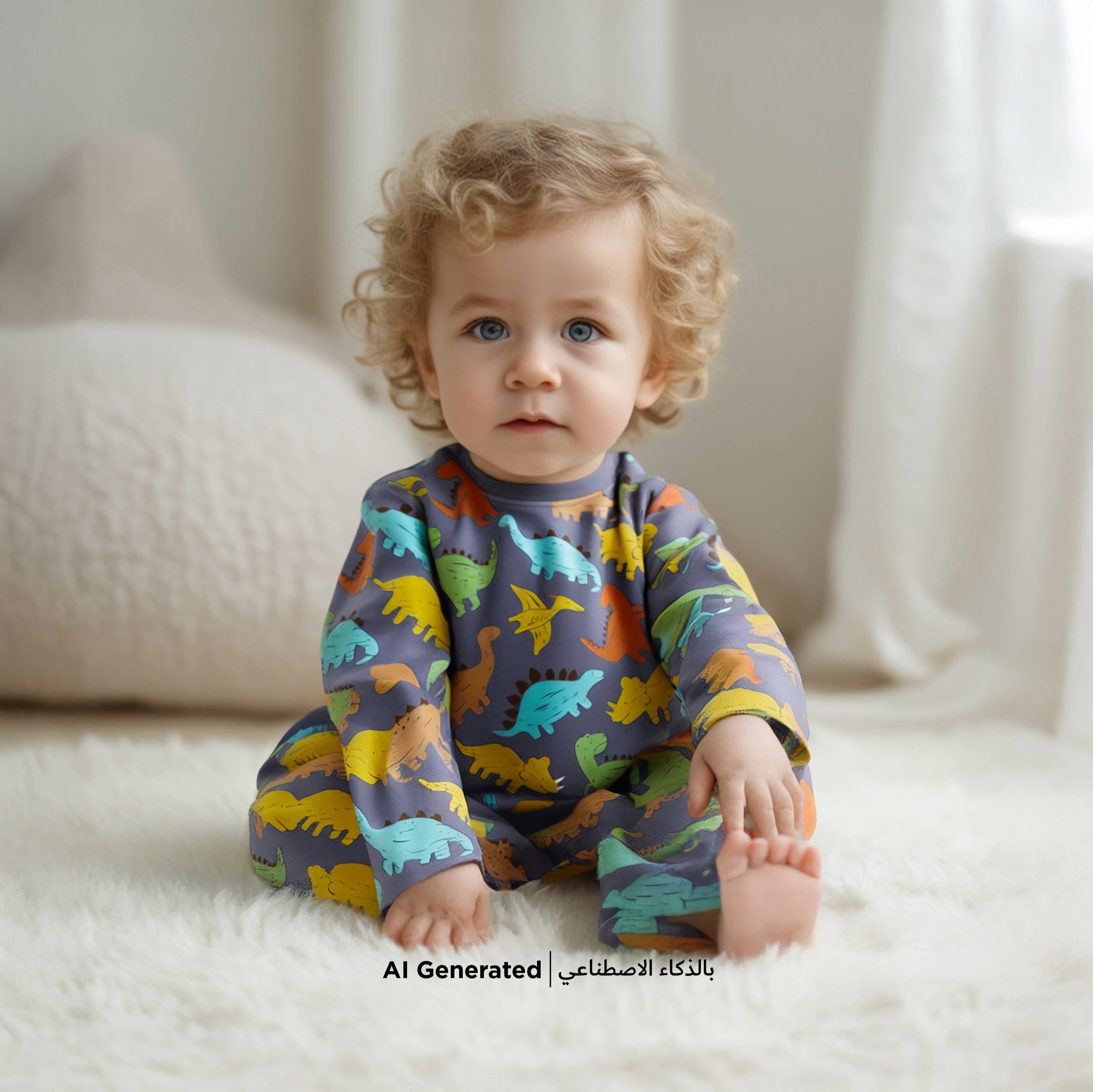 Juniors All-Over Dinosaur Print Long Sleeve T-shirt and Elasticated Pyjama Set