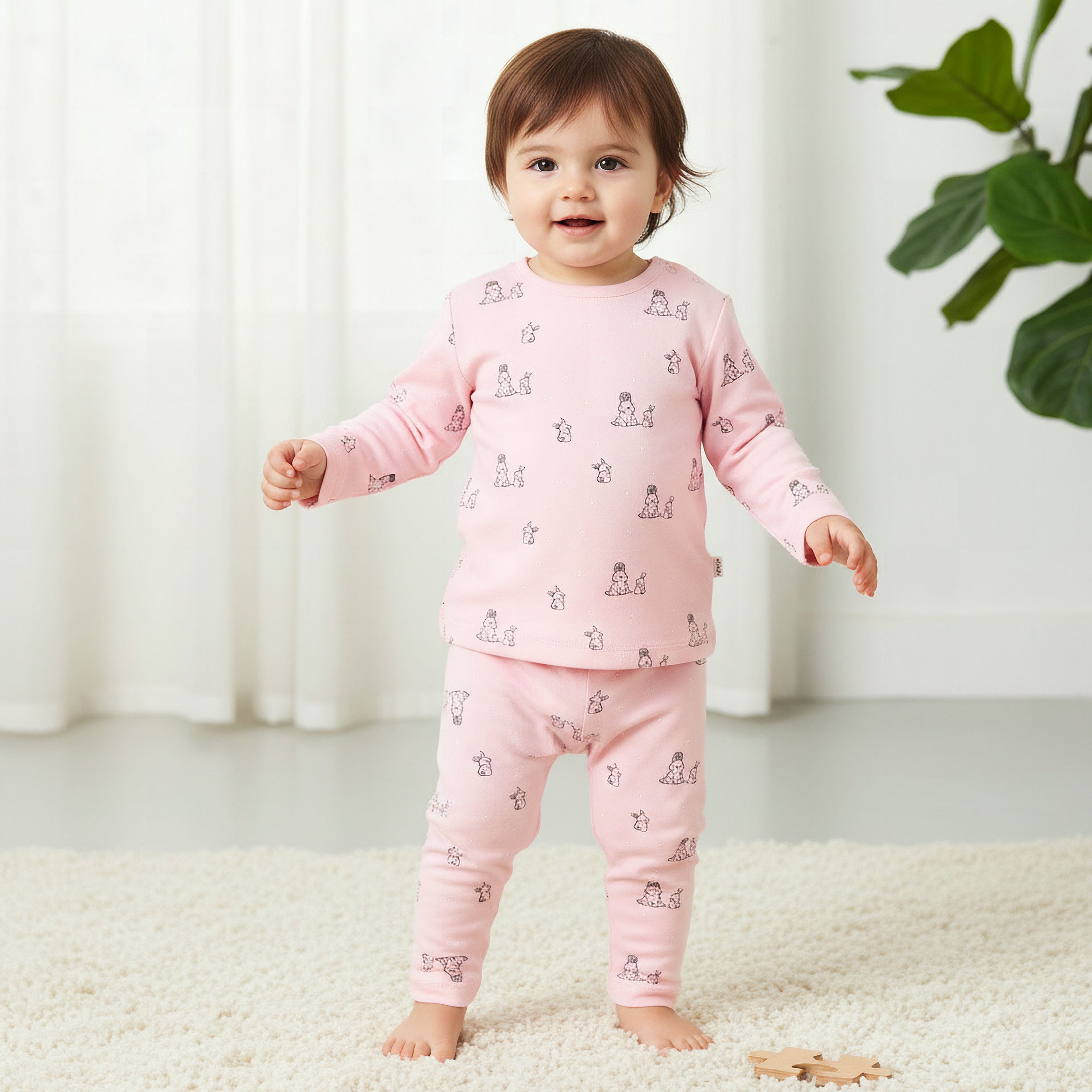 Pack of 4 Juniors Cotton Crew Neck Long Sleeves Pyjama Set with Fun Print