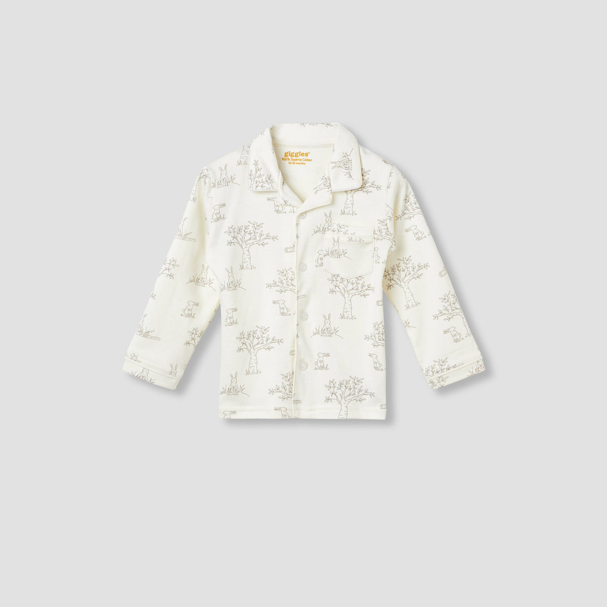 Giggles Rabbit Print Shirt and Pyjama Set