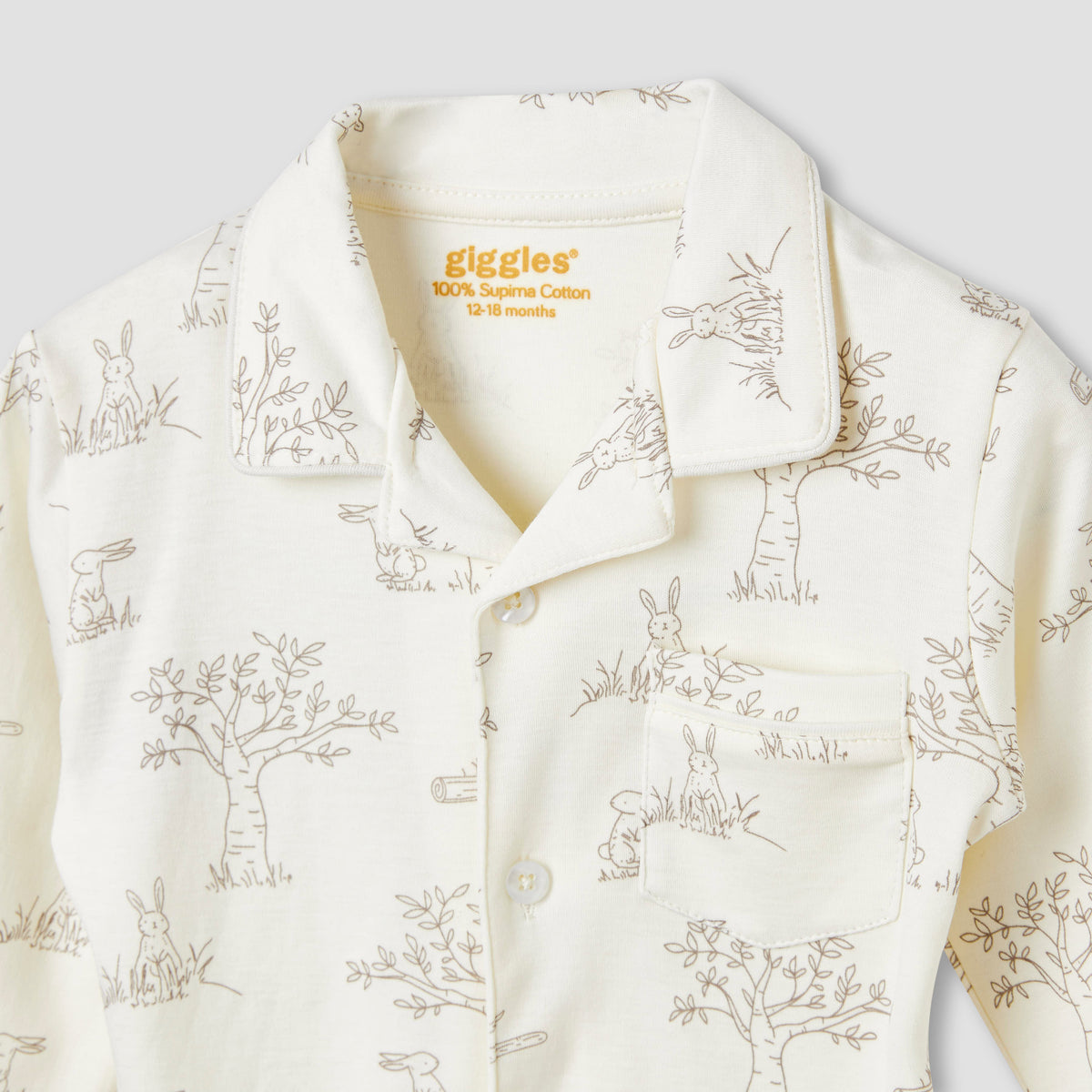 Giggles Rabbit Print Shirt and Pyjama Set