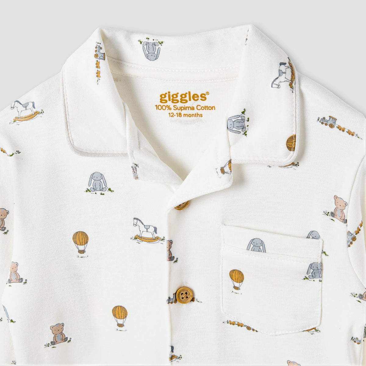 Giggles Toy Print Shirt and Pyjama Set