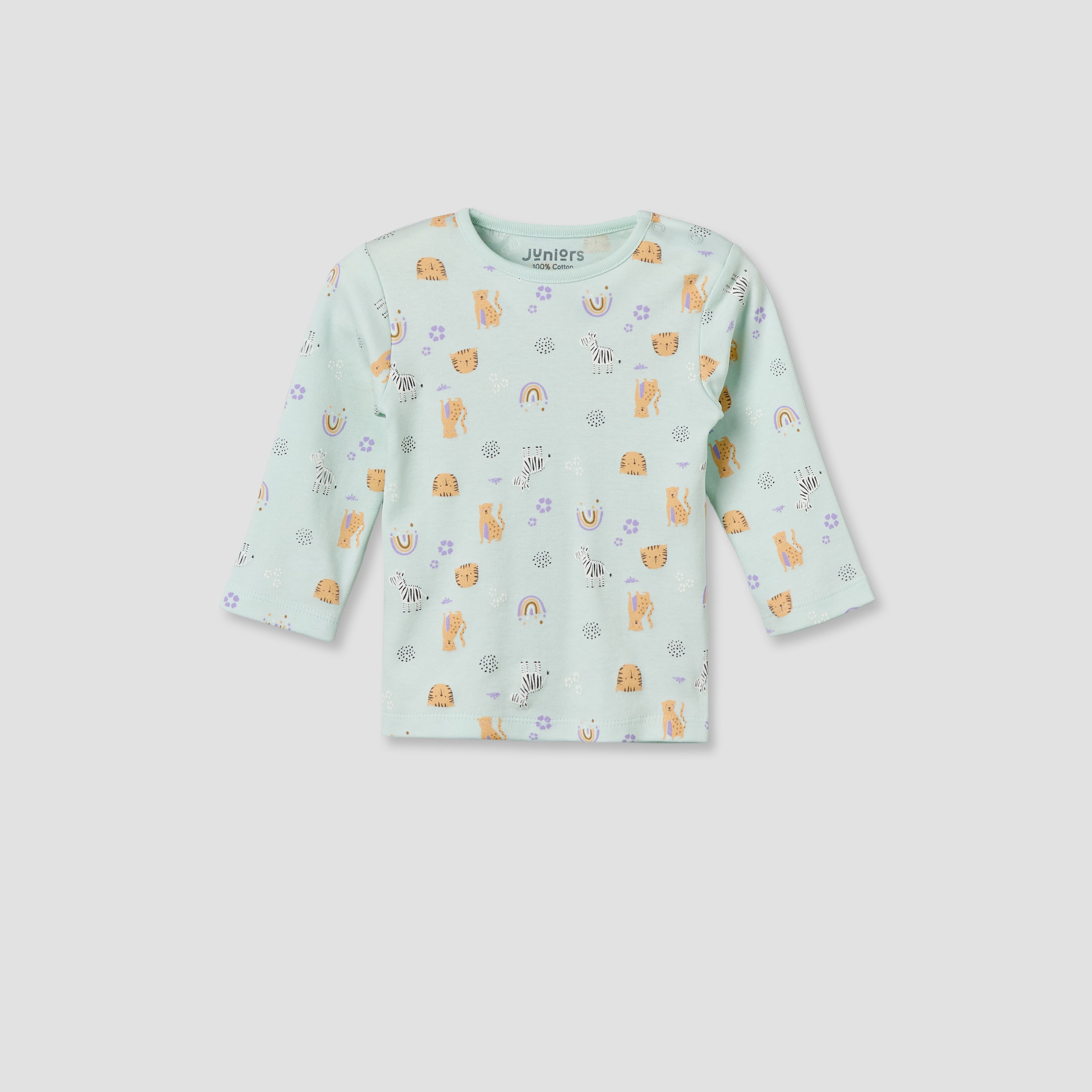 Set of 4 Juniors Cotton Crew Neck Long Sleeve Pyjama Set with Assorted Print
