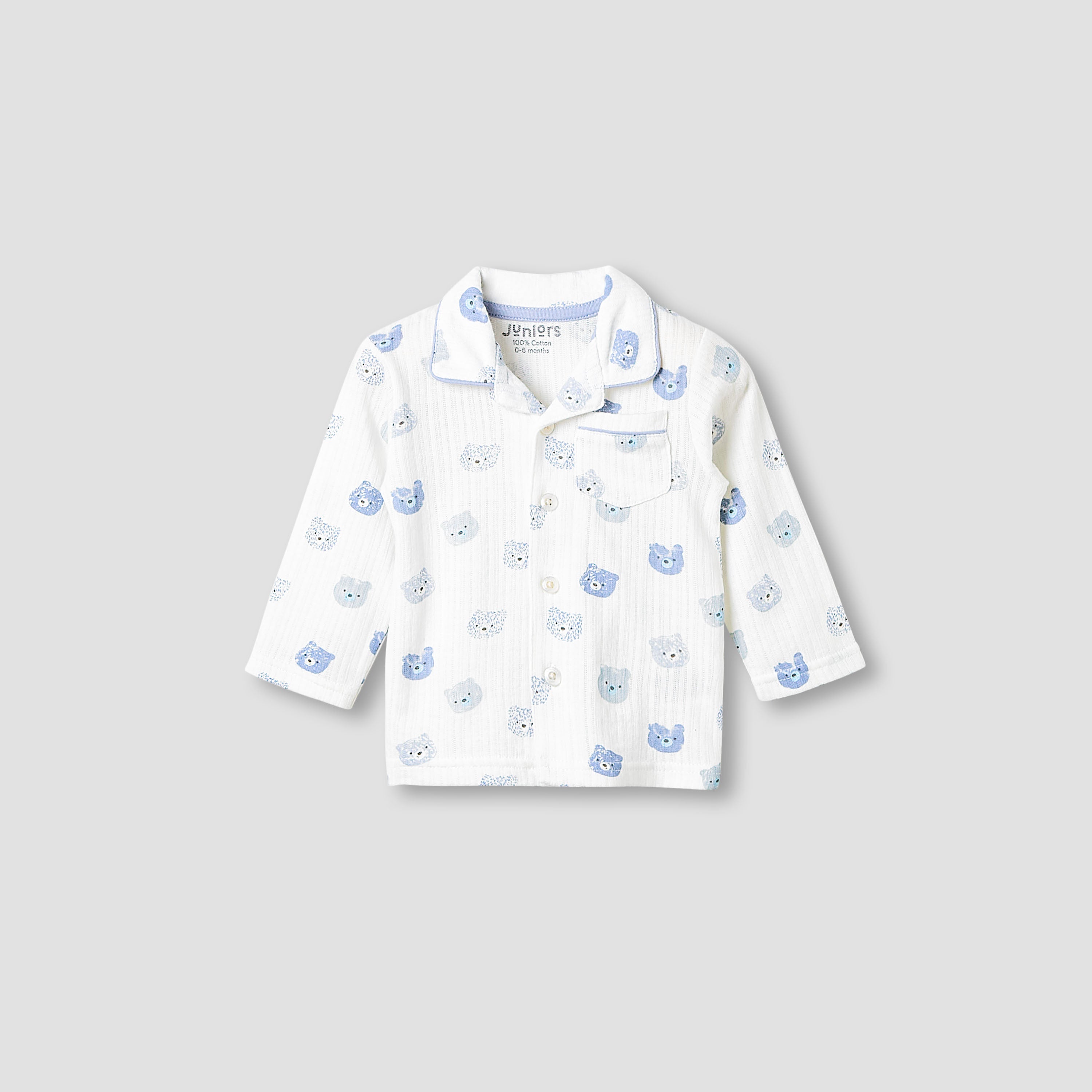 Juniors Pyjama Set with Bear Print - Cotton - Long Sleeves - Collar