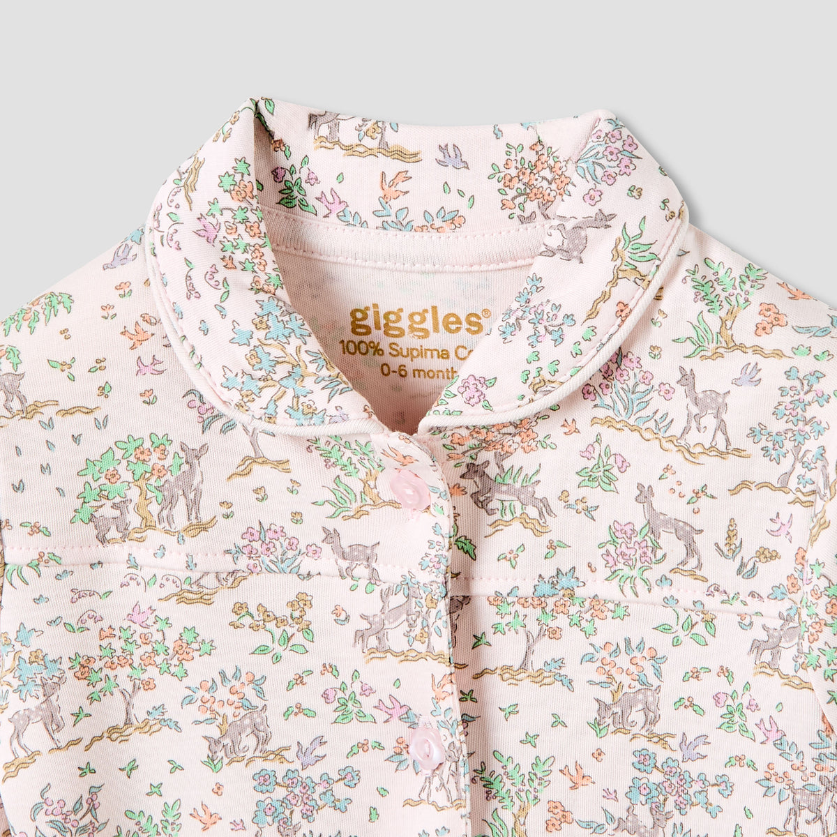 Giggles Pyjama Set with Print - Cotton - Long Sleeves - Collar
