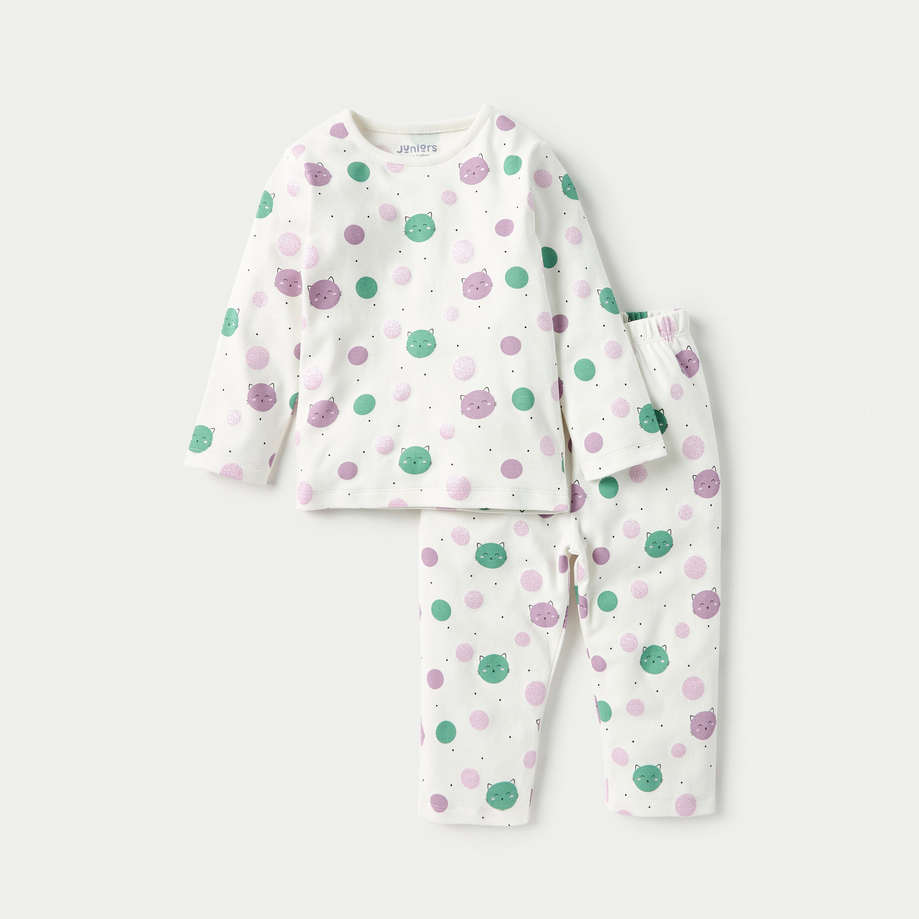 Juniors Pyjama Set with Print - Cotton - Long Sleeves - Round Neck
