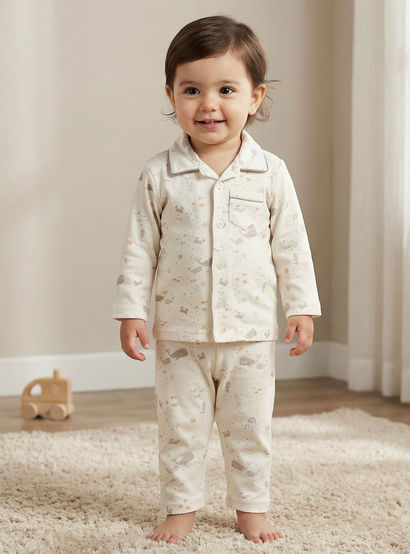 Juniors Cotton Collared Long Sleeves Pyjama Set with Underwater Print-baby-boys-clothing-nightwear-pyjamasets-image-1