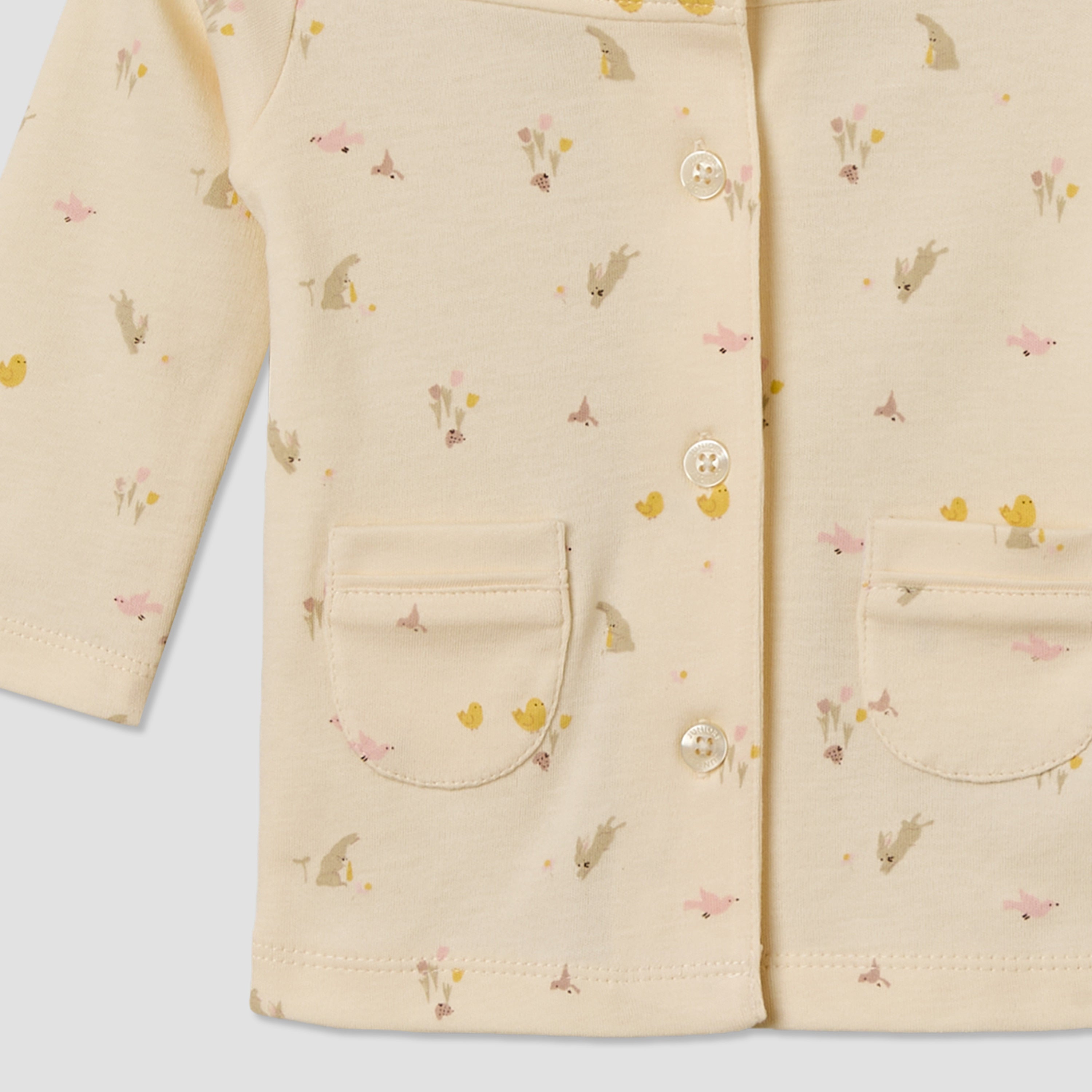 Juniors Cotton Collared Long Sleeves Pyjama Set with Bunny Print