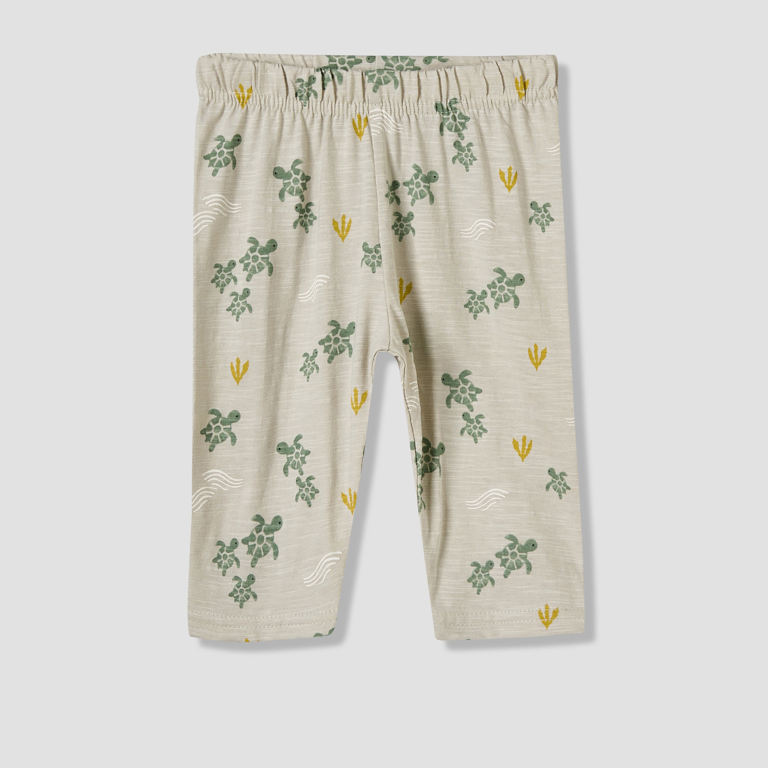 Juniors Cotton Round Neck Long Sleeves Pyjama Set with Turtle Print