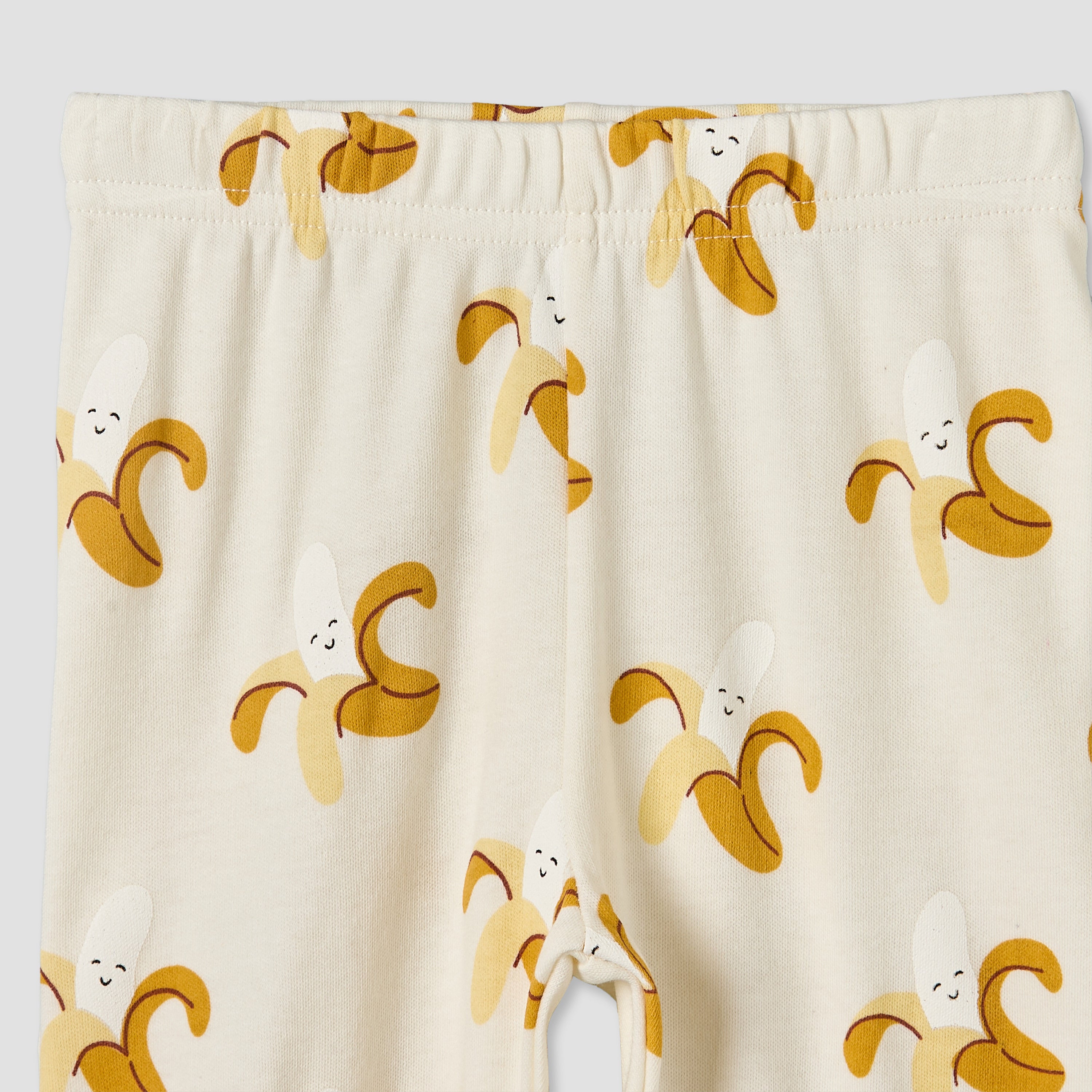 Juniors Cotton Round Neck Long Sleeves Pyjama Set with Banana Print