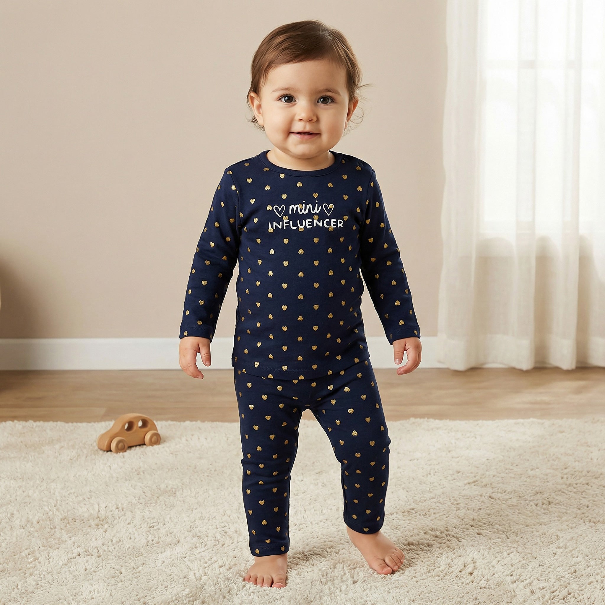 Juniors All-Over Heart Print T-shirt and Pyjama Set