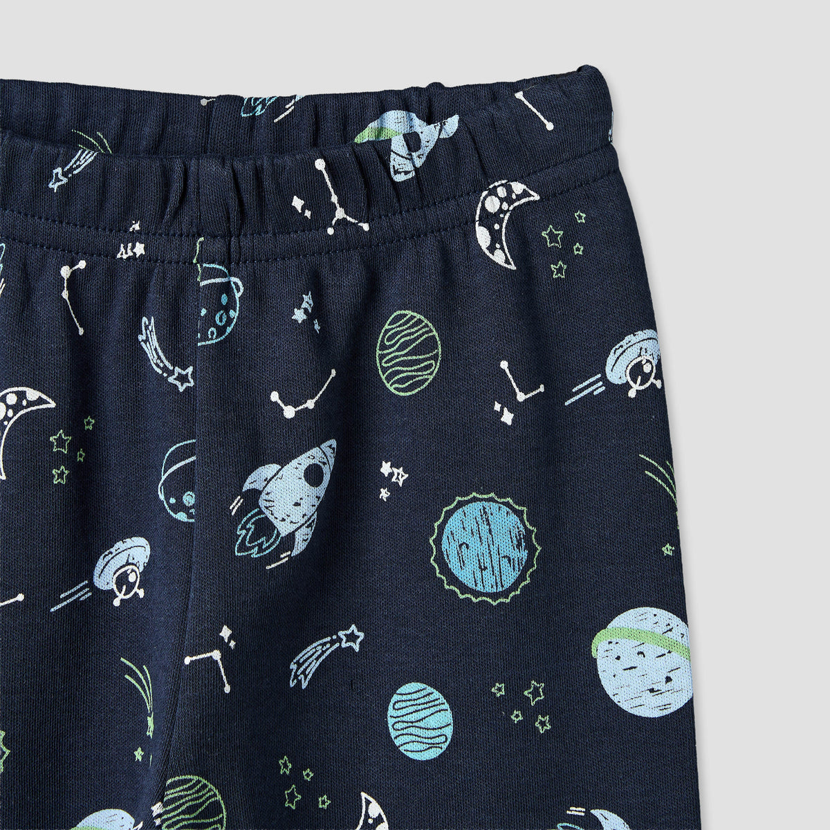 Pack of 4 Juniors Cotton Crew Neck Long Sleeves Pyjama Set with Space Print