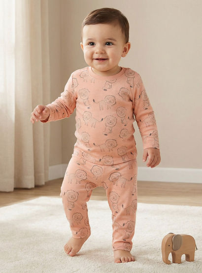 Juniors Pyjama Set with Print - Cotton - Long Sleeves - Crew Neck-baby-girls-clothing-nightwear-pyjamasets-image-1