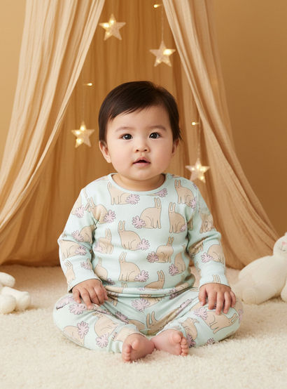 Juniors Bunny Print T-shirt and Pyjama Set-baby-girls-clothing-nightwear-pyjamasets-image-9