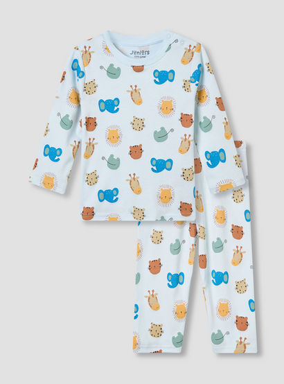 Juniors Bunny Print T-shirt and Pyjama Set-baby-girls-clothing-nightwear-pyjamasets-image-2