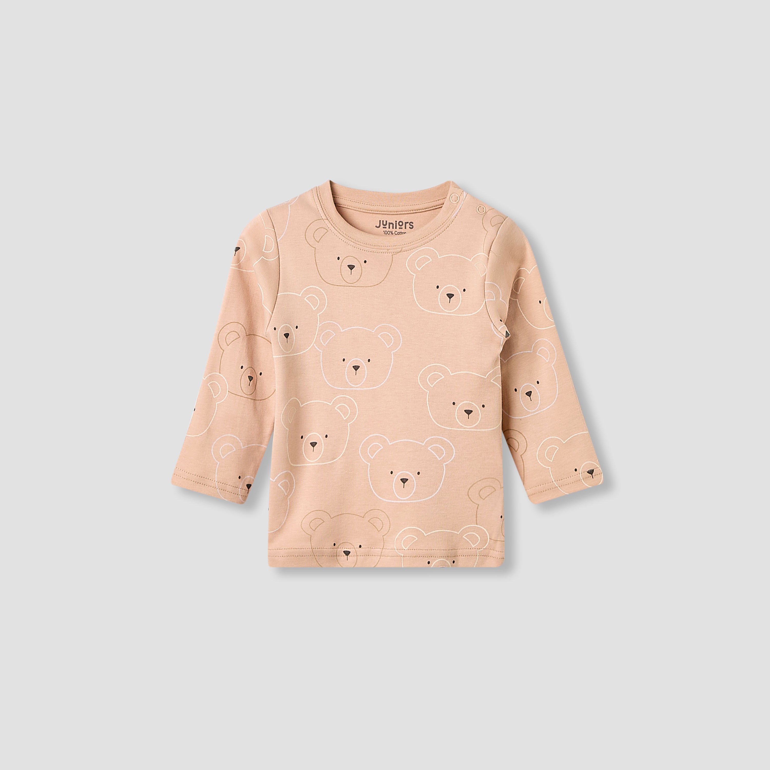 Juniors Pyjama Set with Bear Print - Cotton - Long Sleeves - Round Neck