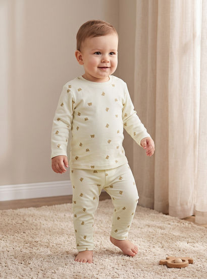 Juniors Pyjama Set with Bear Print - Cotton - Long Sleeves - Crew Neck-baby-boys-clothing-nightwear-pyjamasets-image-1