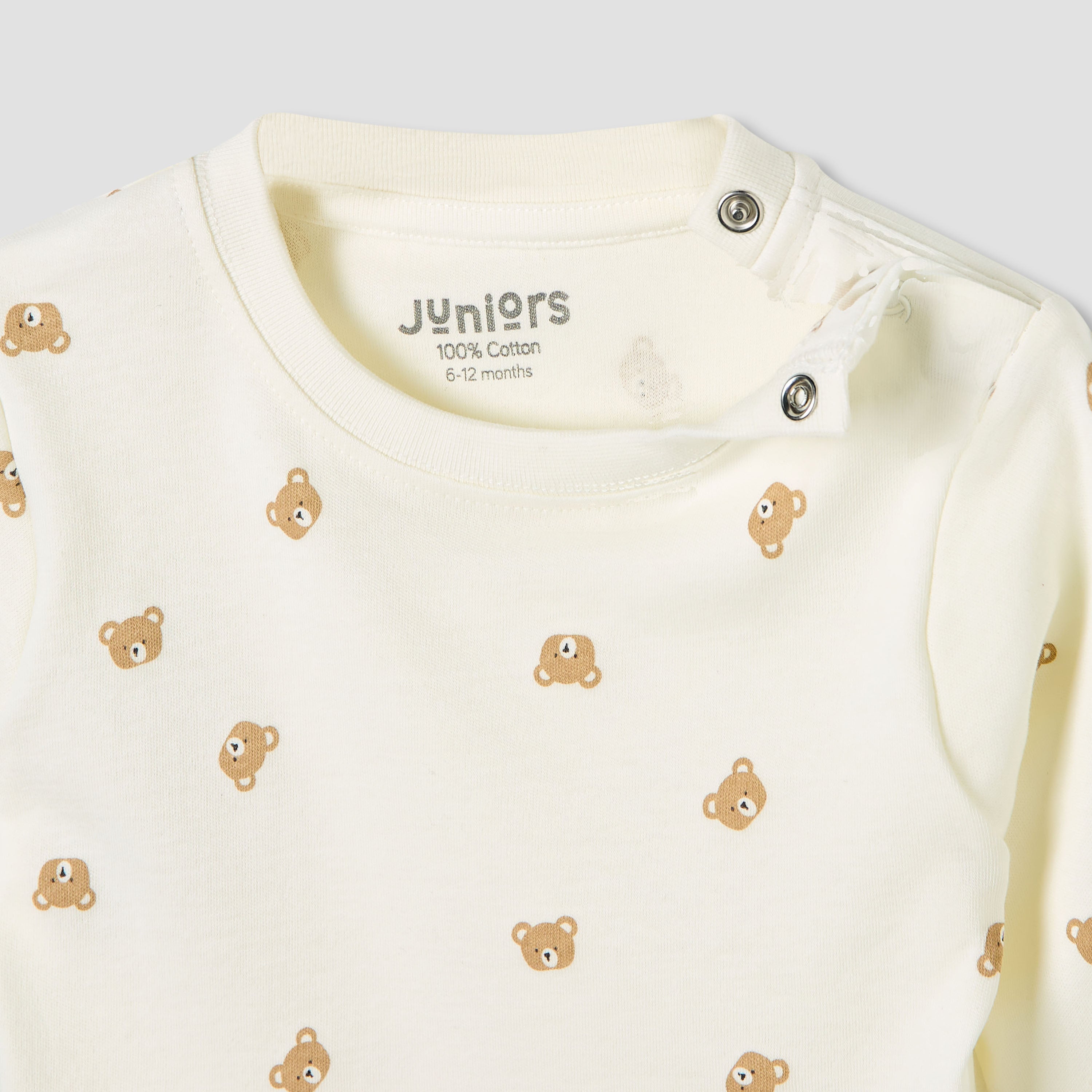 Juniors Pyjama Set with Bear Print - Cotton - Long Sleeves - Crew Neck