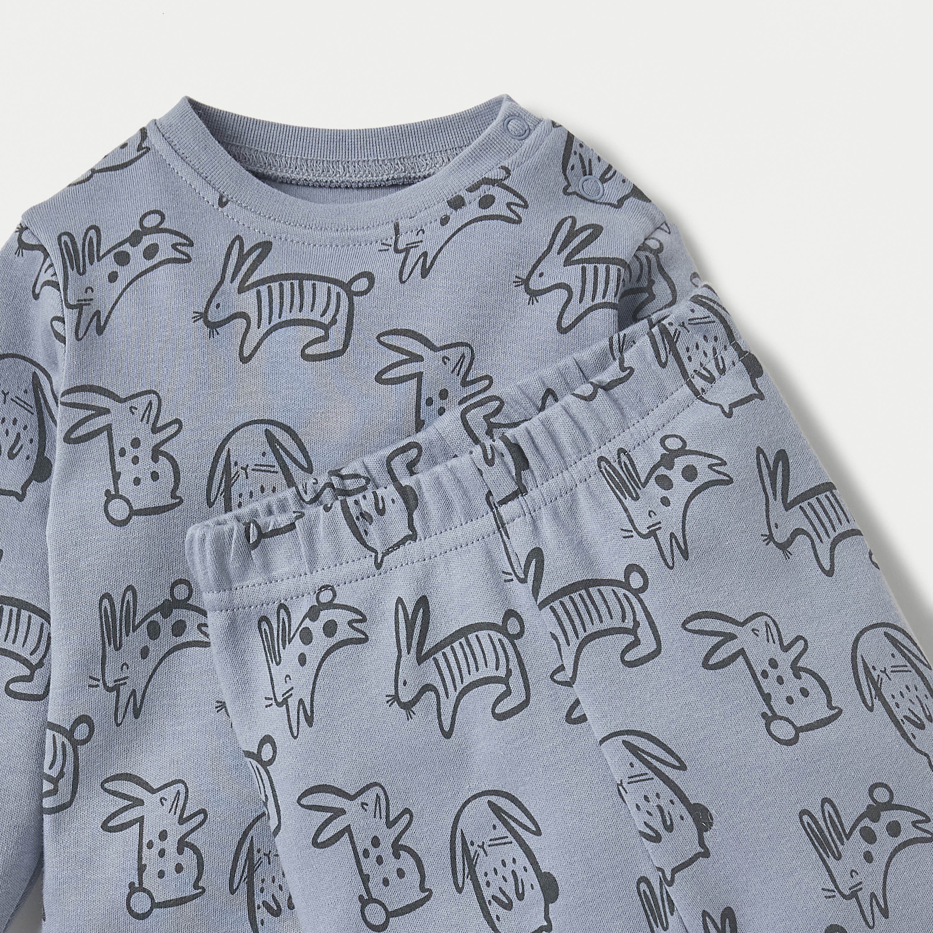 Juniors Bunny Print Long Sleeves T-shirt and Pyjama Set