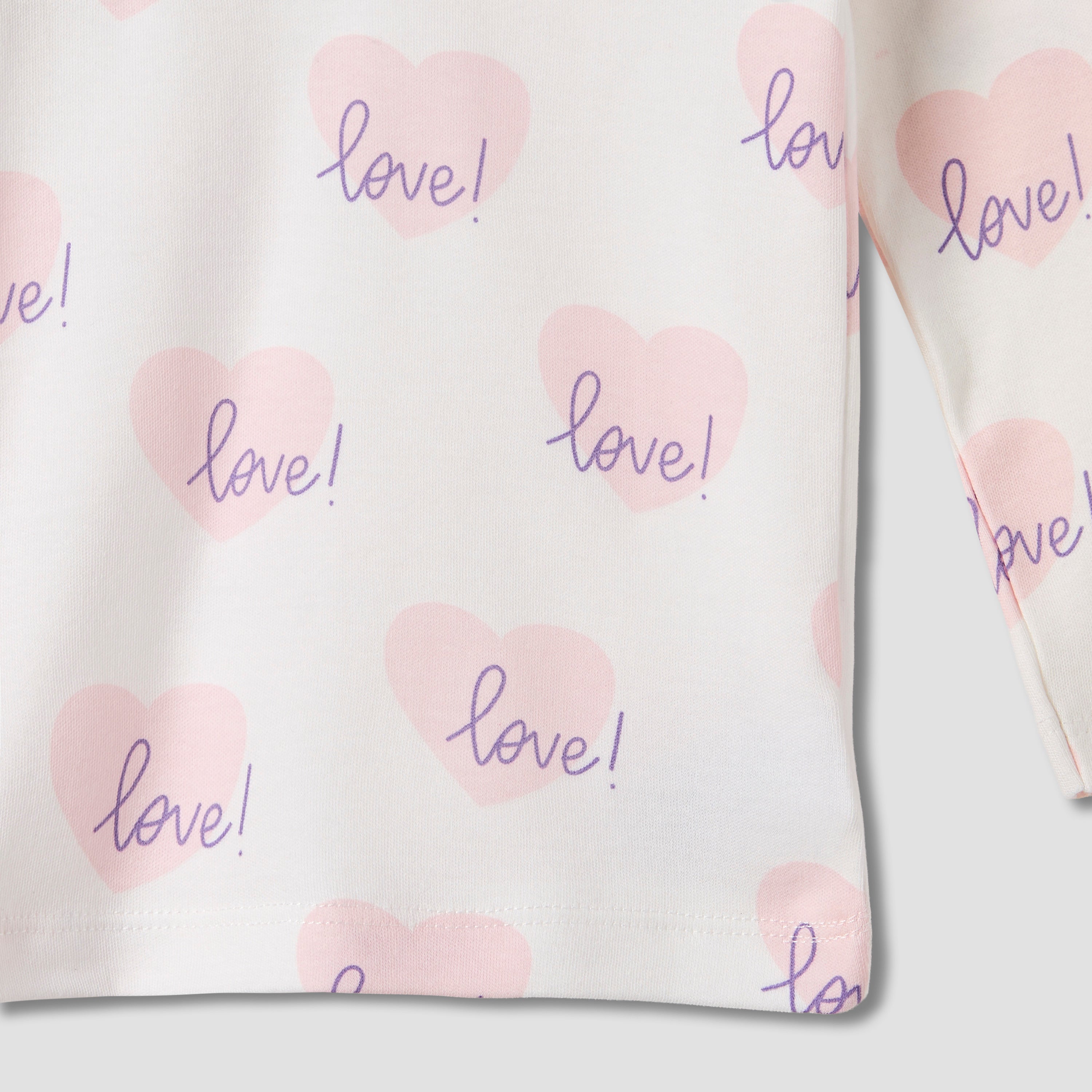 Juniors Heart Print T-shirt and Pyjama Set