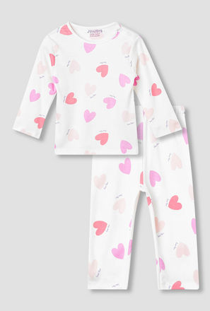 Juniors Heart Print T-shirt and Pyjama Set