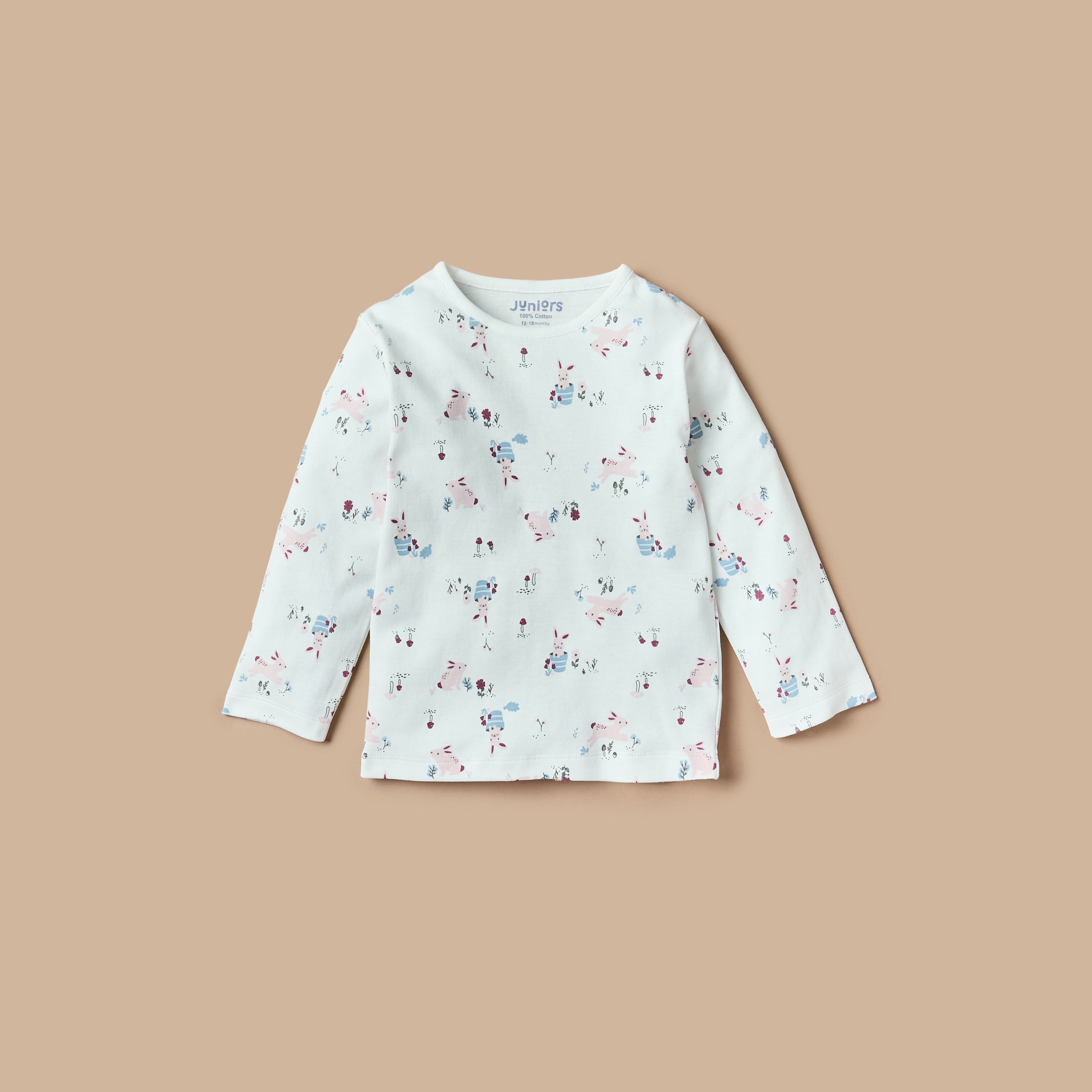 Juniors All-Over Bunny Print T-shirt and Pyjama Set