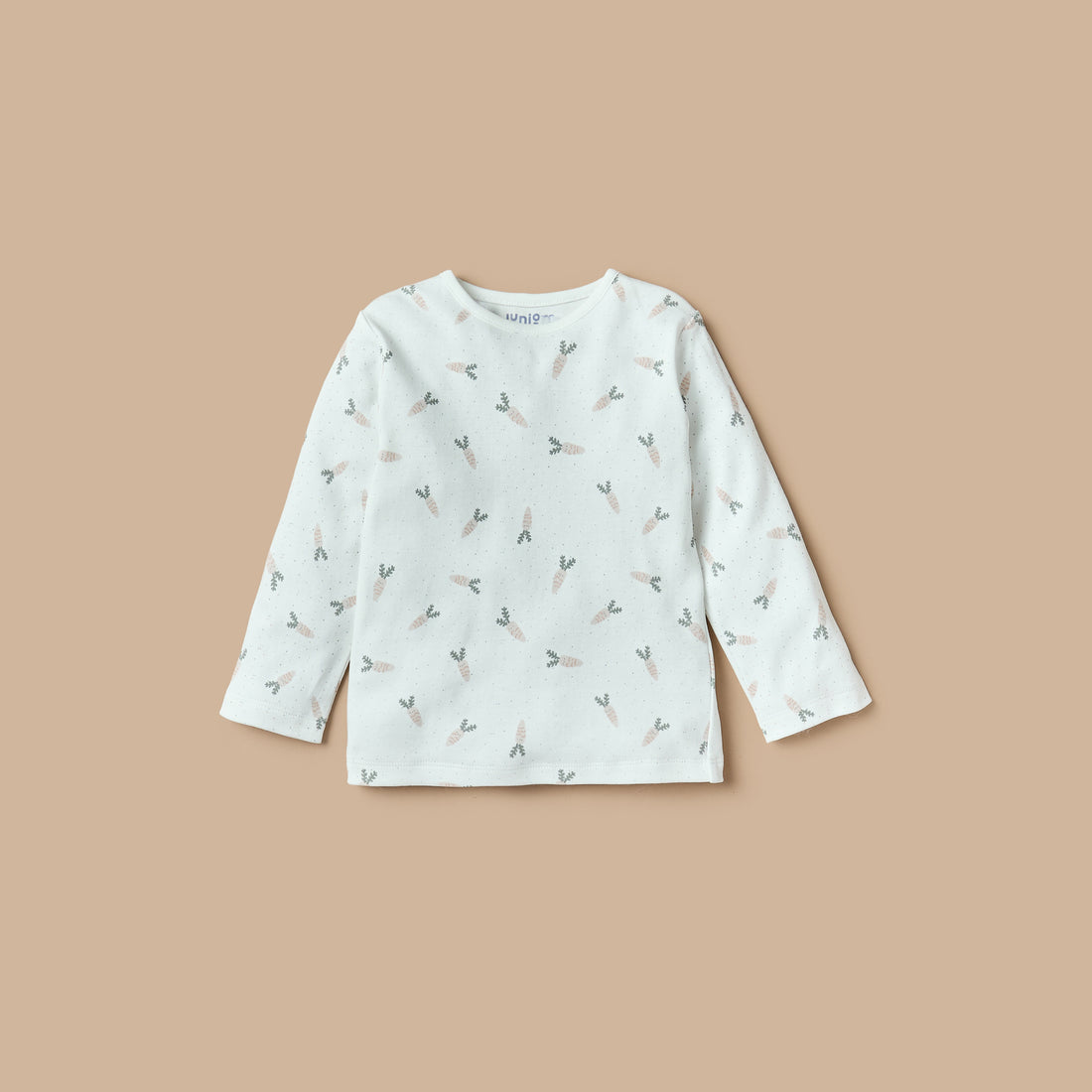 Juniors All-Over Carrot Print Long Sleeves T-shirt and Elasticated Pyjama Set