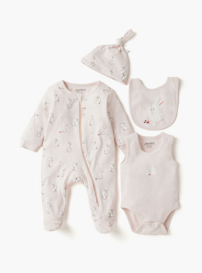 Juniors Bunny Print 4-Piece Clothing Gift Set-baby-girls-clothing-setsandcoords-image-1