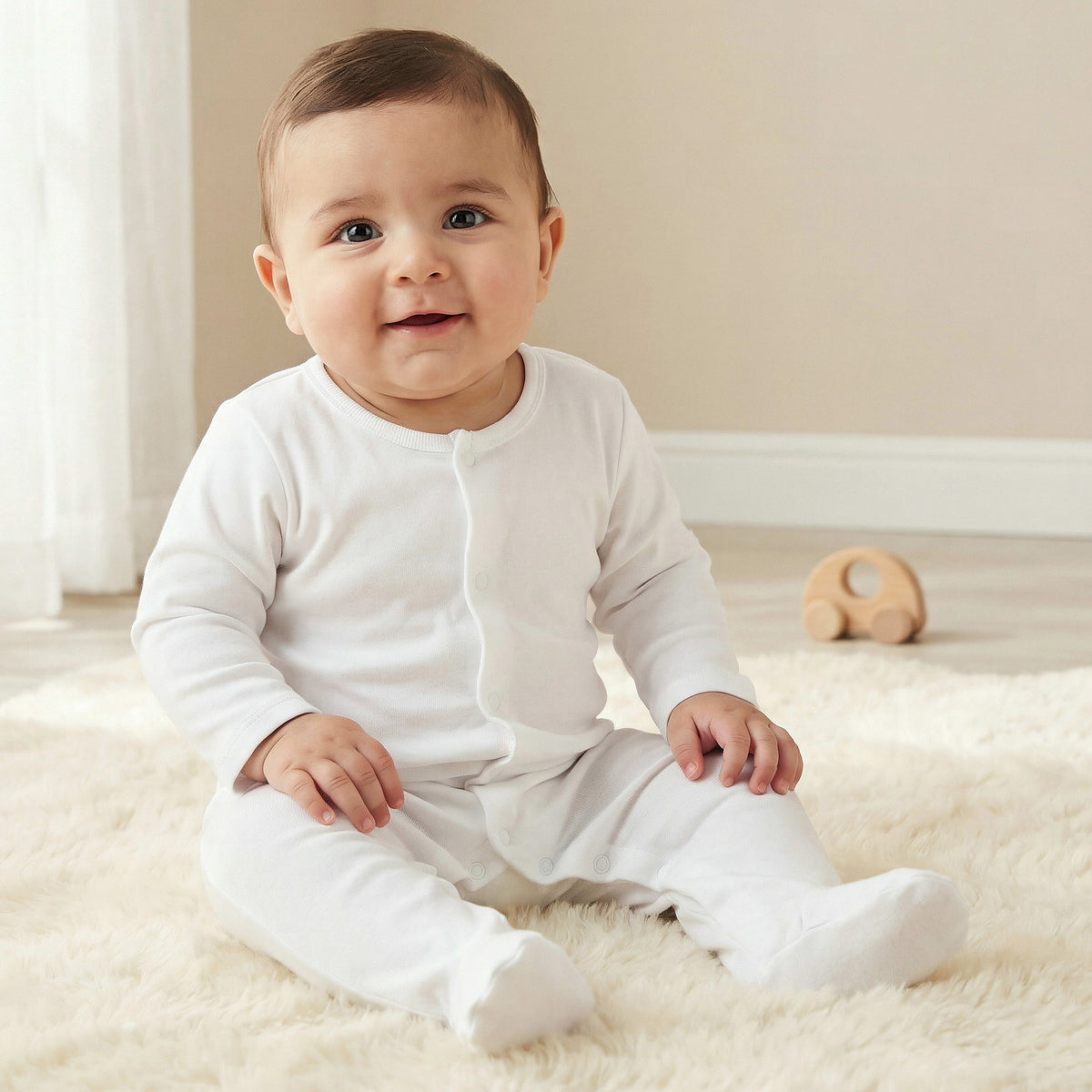 Giggles Solid Sleepsuit with Long Sleeves - Set of 2