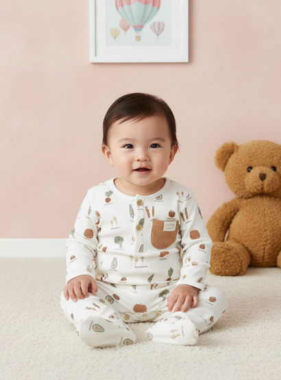 Juniors Round Neck Sleepsuit with Closed Feet - Cotton - Long Sleeves-baby-boys-clothing-nightwear-sleepsuits-image-5
