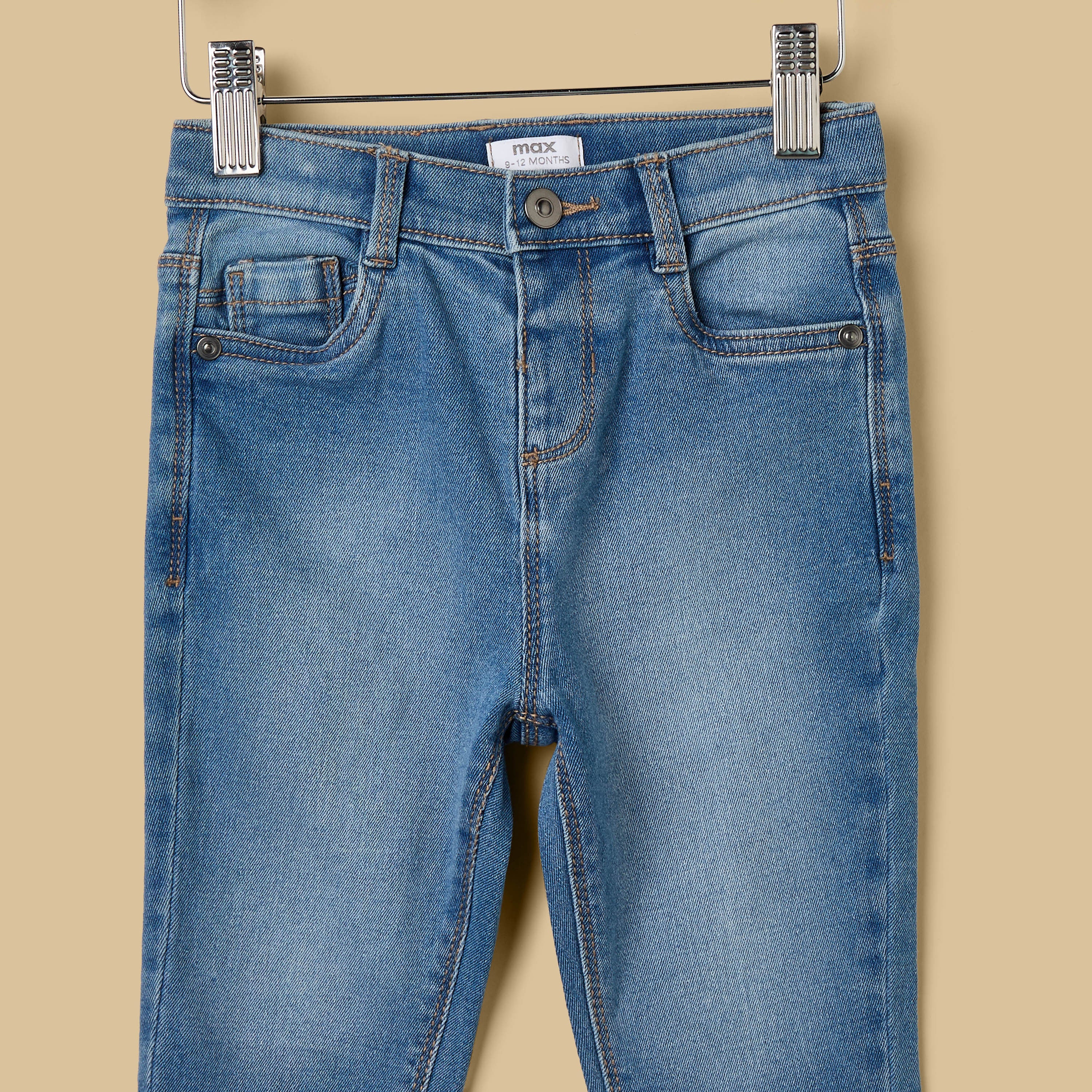 Full Length Jeans with Pockets and Button Closure