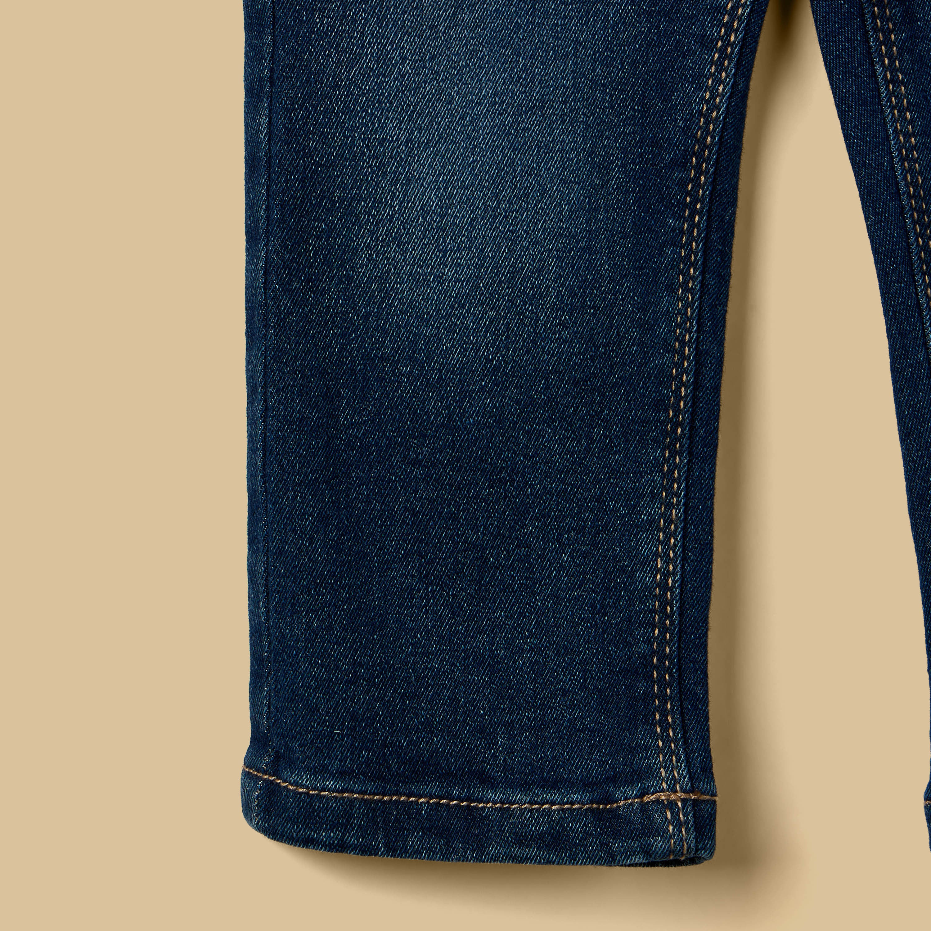 Full Length Jeans with Pockets and Button Closure