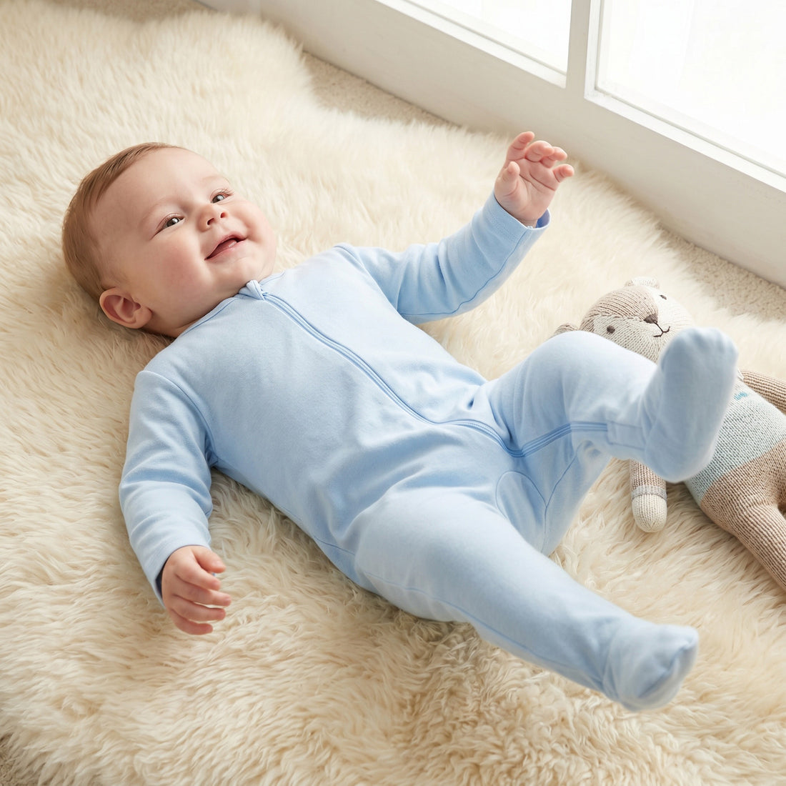 Juniors Solid Closed Feet Sleepsuit with Zip Closure - Set of 3