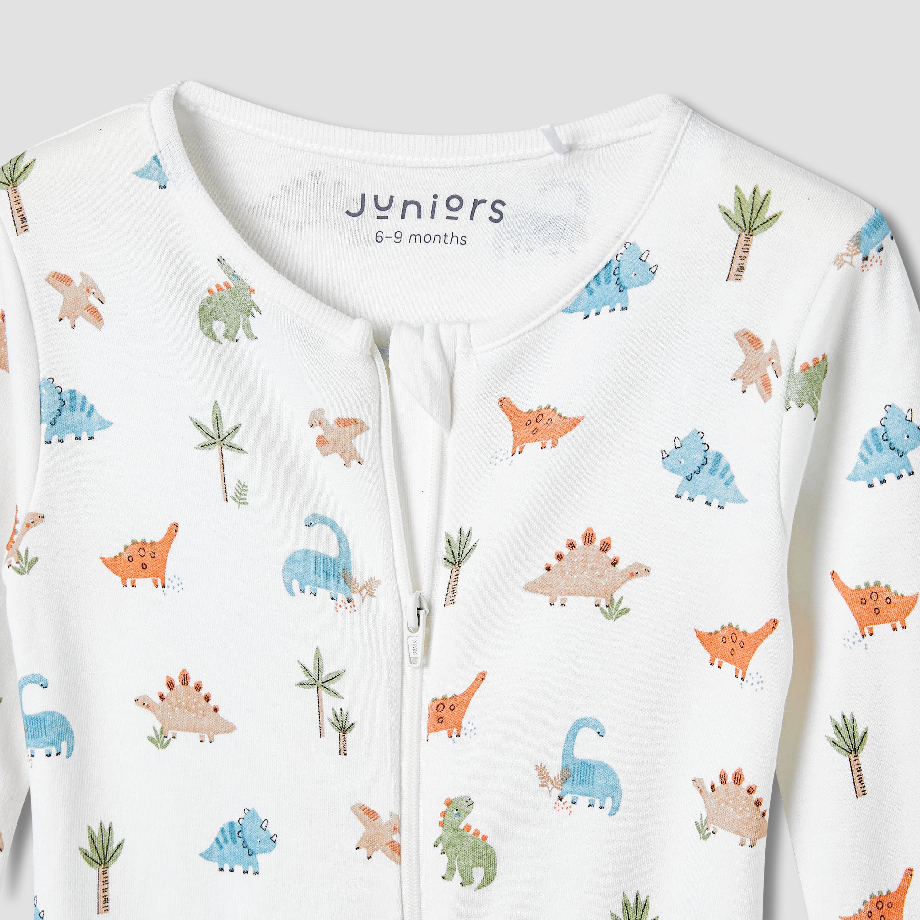Juniors Dinosaur Print Sleepsuit with Long Sleeves