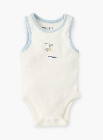 Juniors Printed Sleeveless Bodysuit with Round Neck - Set of 2-baby-boys-clothing-bodysuits-image-3
