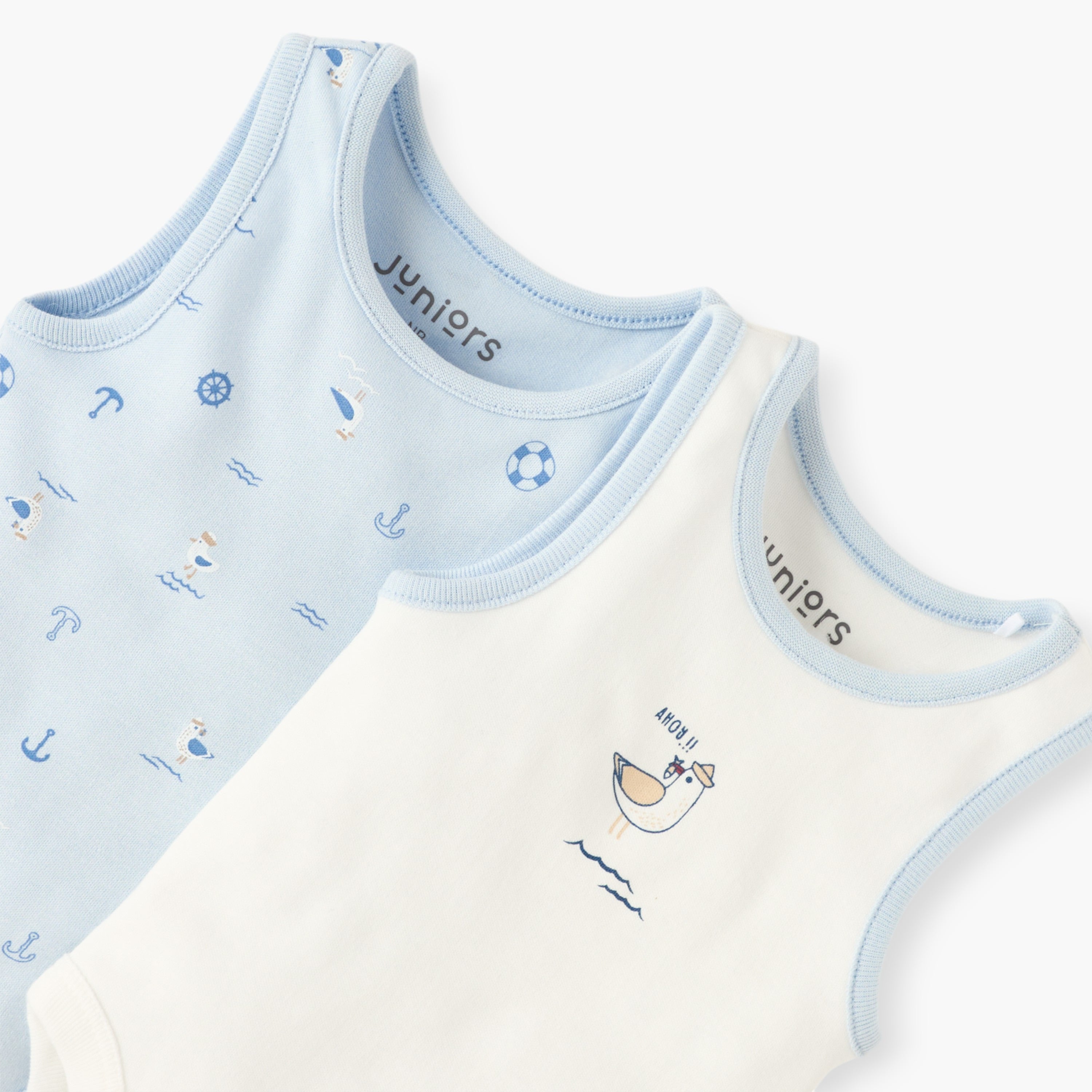 Juniors Printed Sleeveless Bodysuit with Round Neck - Set of 2