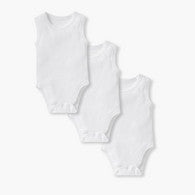 Juniors Solid Sleeveless Bodysuit with Button Closure - Set of 3-undefined-image-1