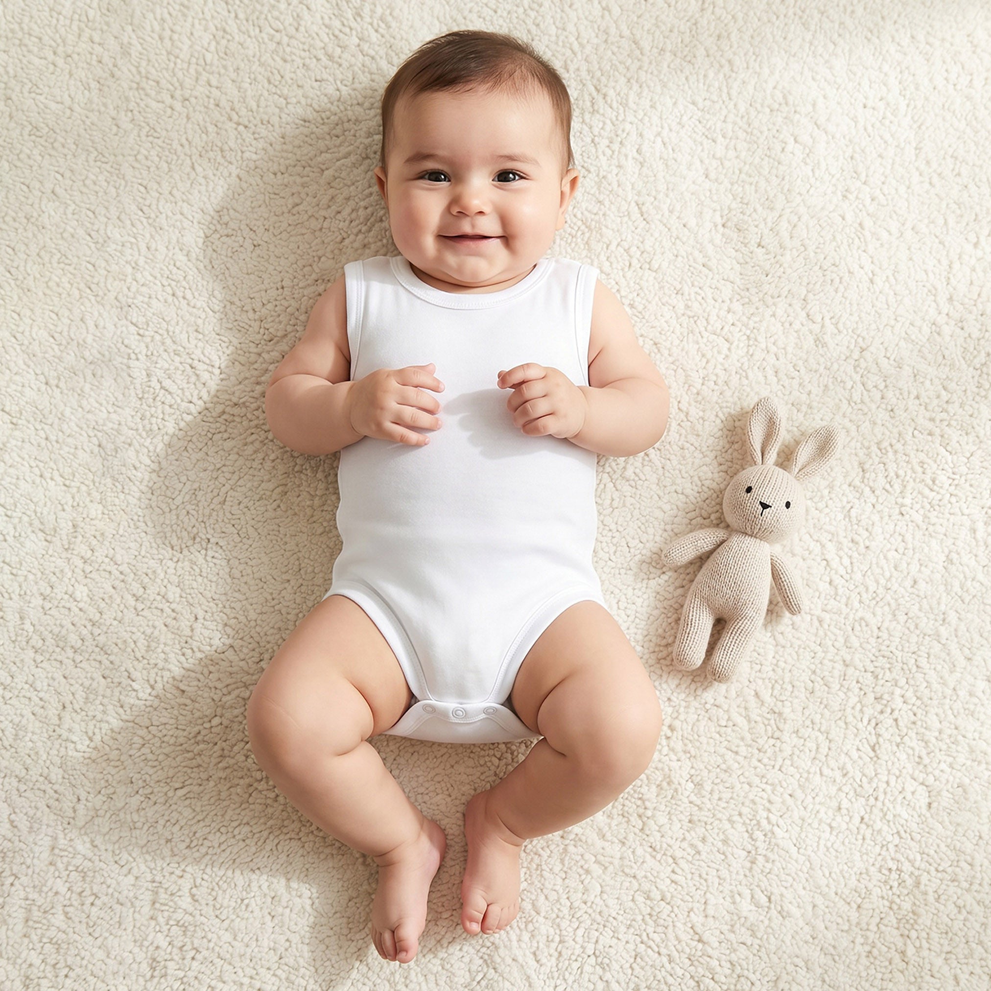 Juniors Solid Bodysuit with Round Neck and Snap Button Closure - Set of 10